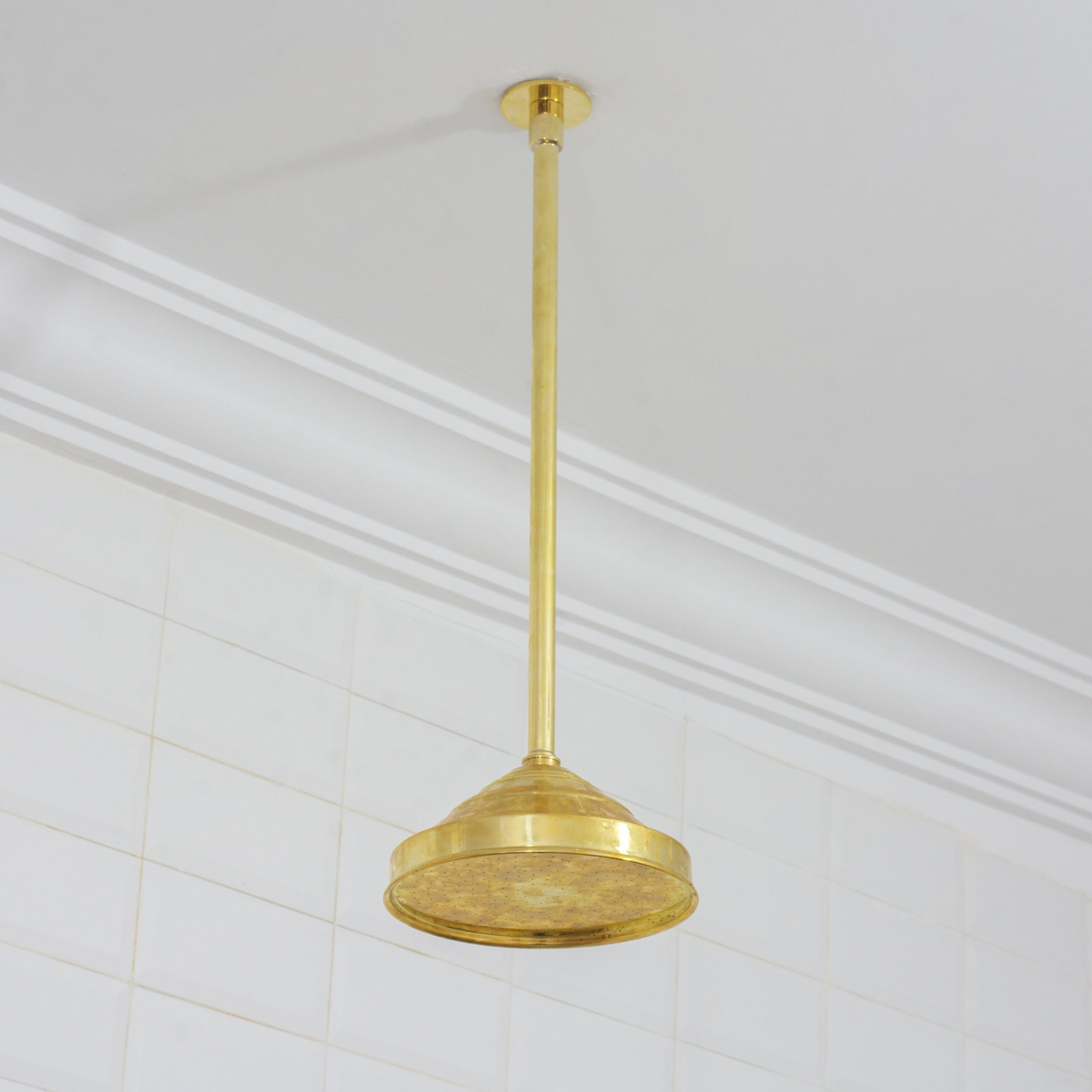 Unlacquered Brass Ceiling Shower System, 2-Outlet Shower, Overhead Shower With Tub Filler, Ceiling Mount Showerhead with Tub Faucet alternate view 8