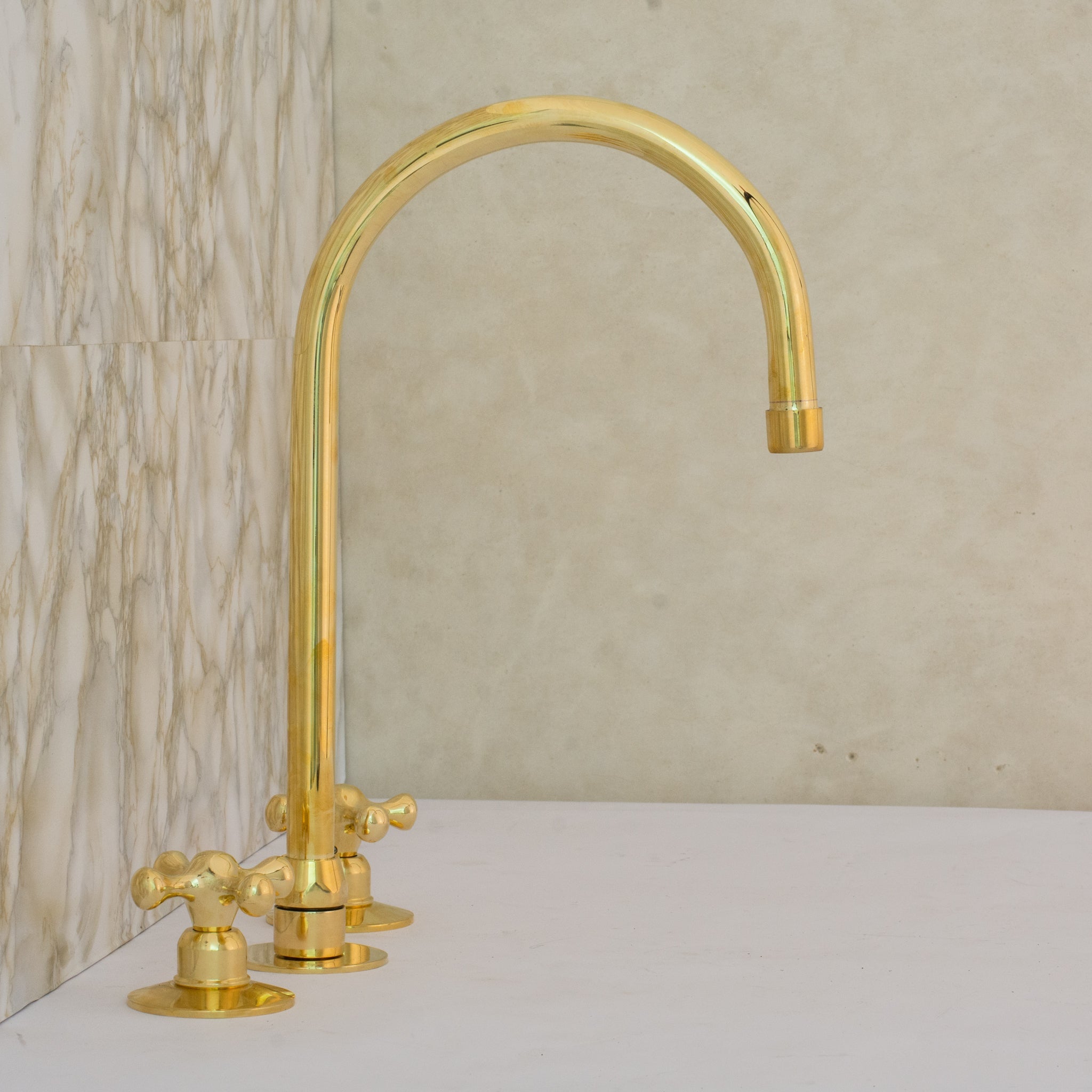 Unlacquered Brass 3-Hole Kitchen Faucet | Kitchen Sink Faucet Swivel Spout alternate view 8