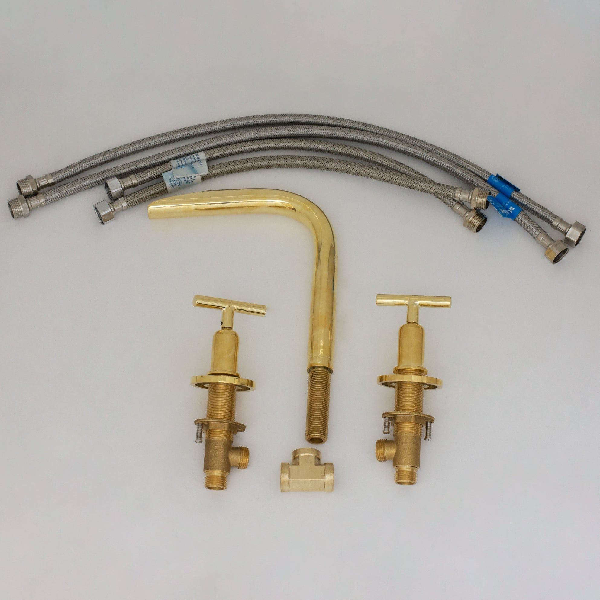 Unlacquered Brass 3-Hole Widespread Faucet, Deck Mount Bathroom Waterfall Faucet alternate view 14