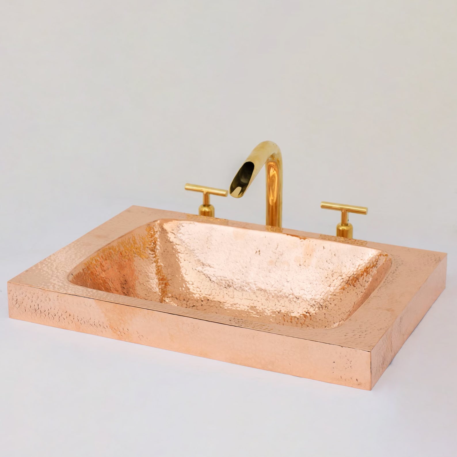 Unlacquered Brass 3-Hole Widespread Faucet, Deck Mount Bathroom Waterfall Faucet alternate view 3