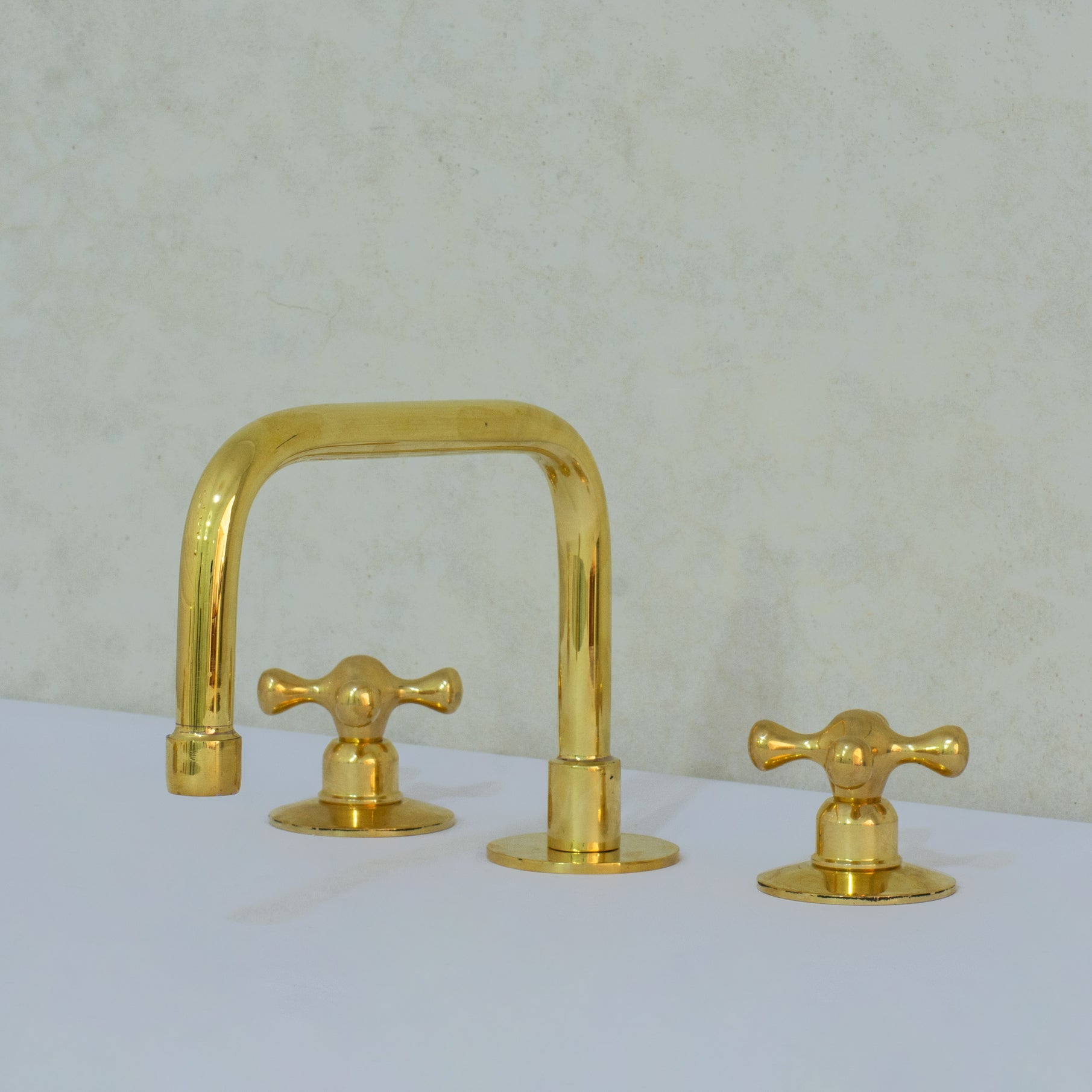 Unlacquered Brass Bathroom 3-Hole Faucet, Widespread Faucet 3 Hole, 2-Handle Bathroom Sink Faucet, Deck Mount Faucet Vanity