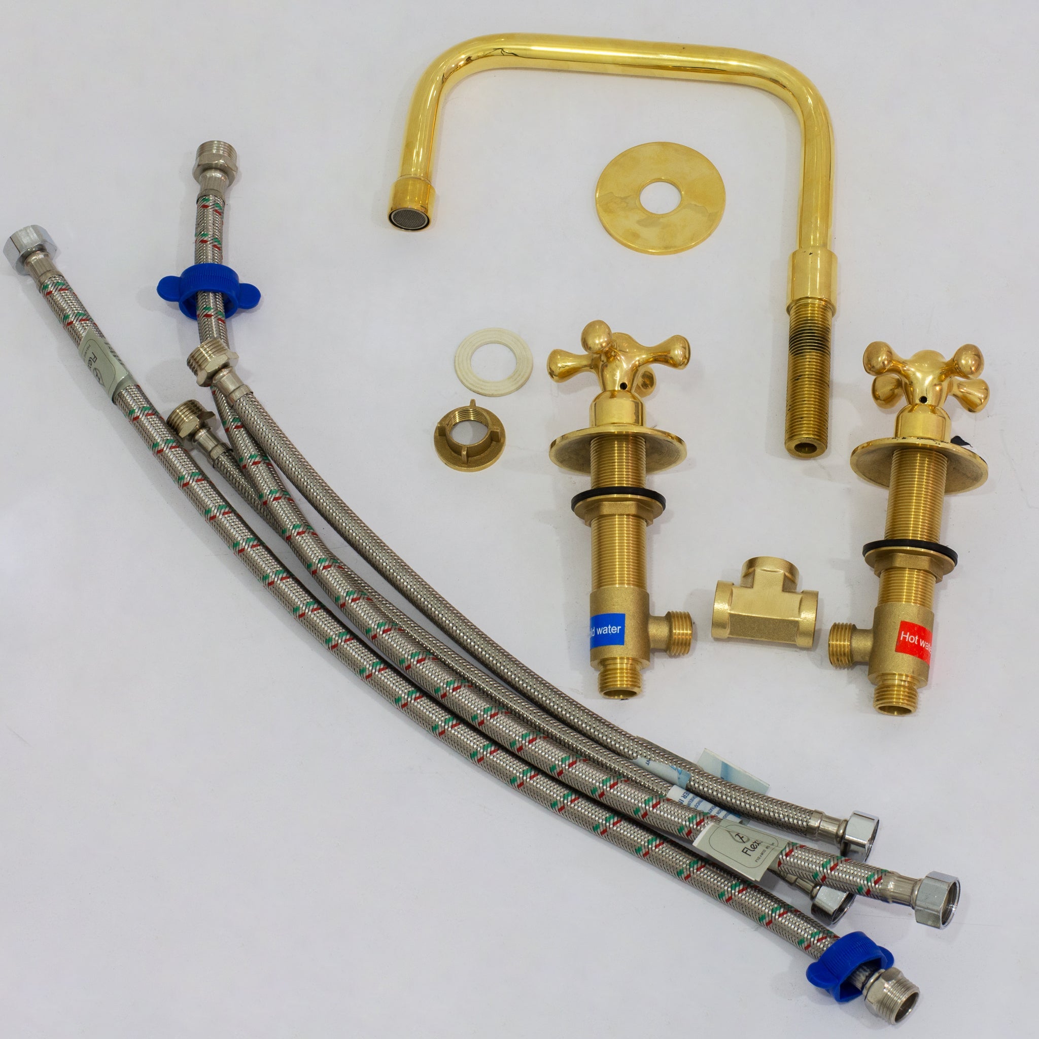 Unlacquered Brass Bathroom 3-Hole Faucet, Widespread Faucet 3 Hole, 2-Handle Bathroom Sink Faucet, Deck Mount Faucet Vanity alternate view 12