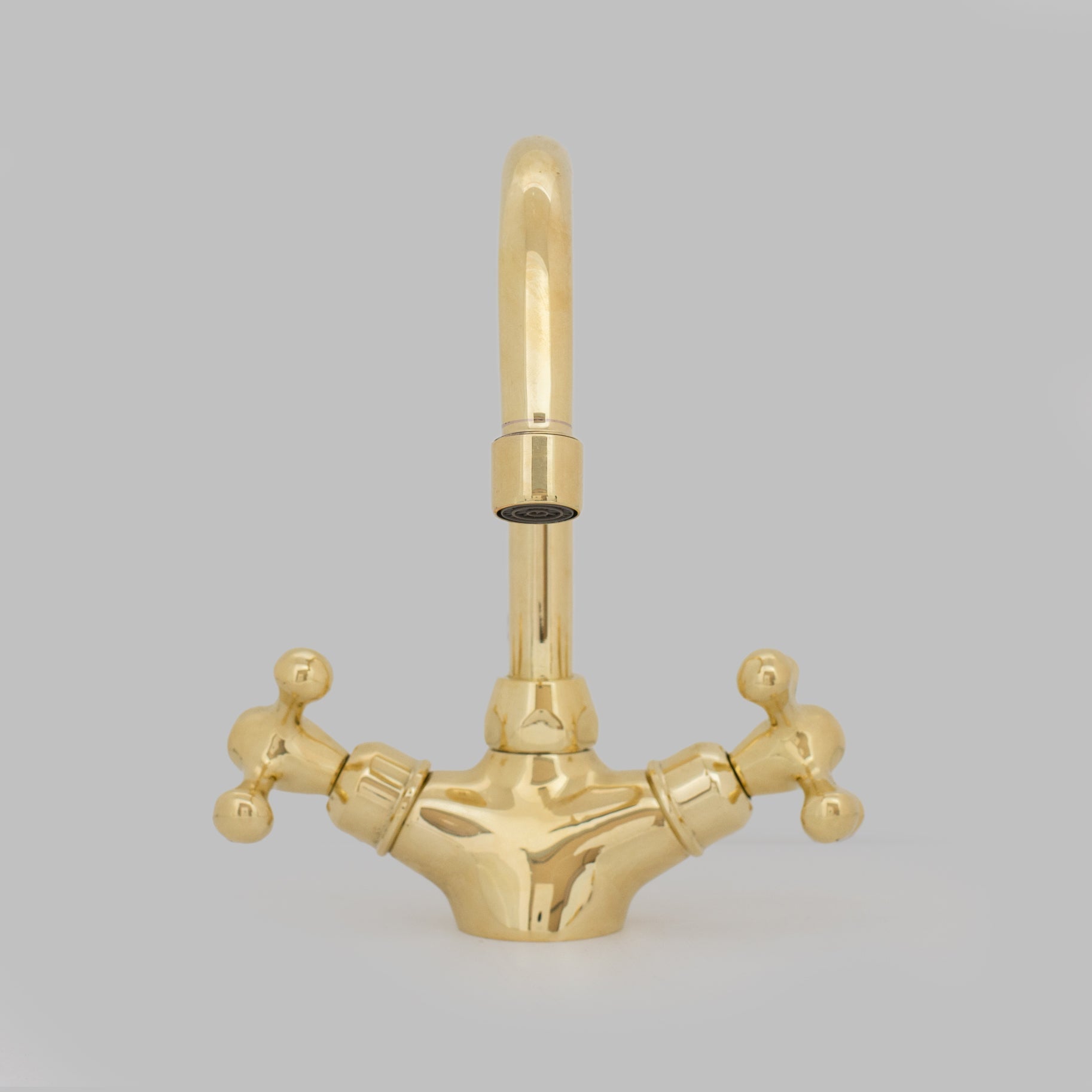 Unlacquered Brass Bathroom Bidet Faucet, Single Hole Bidet Tap, Deck-Mounted Bidet Mixer Tap, Cross Handle Bidet alternate view 2