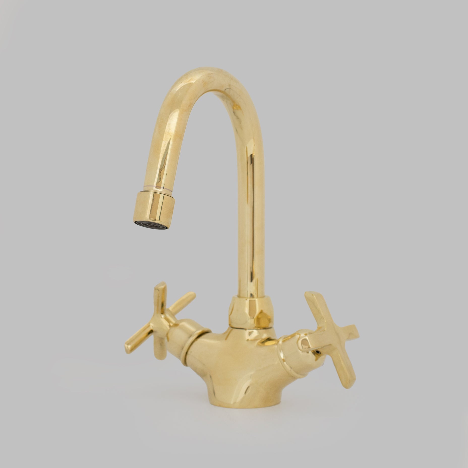 Unlacquered Brass Bathroom Bidet Faucet, Single Hole Bidet Tap, Deck-Mounted Bidet Mixer Tap, Cross Handle Bidet alternate view 5