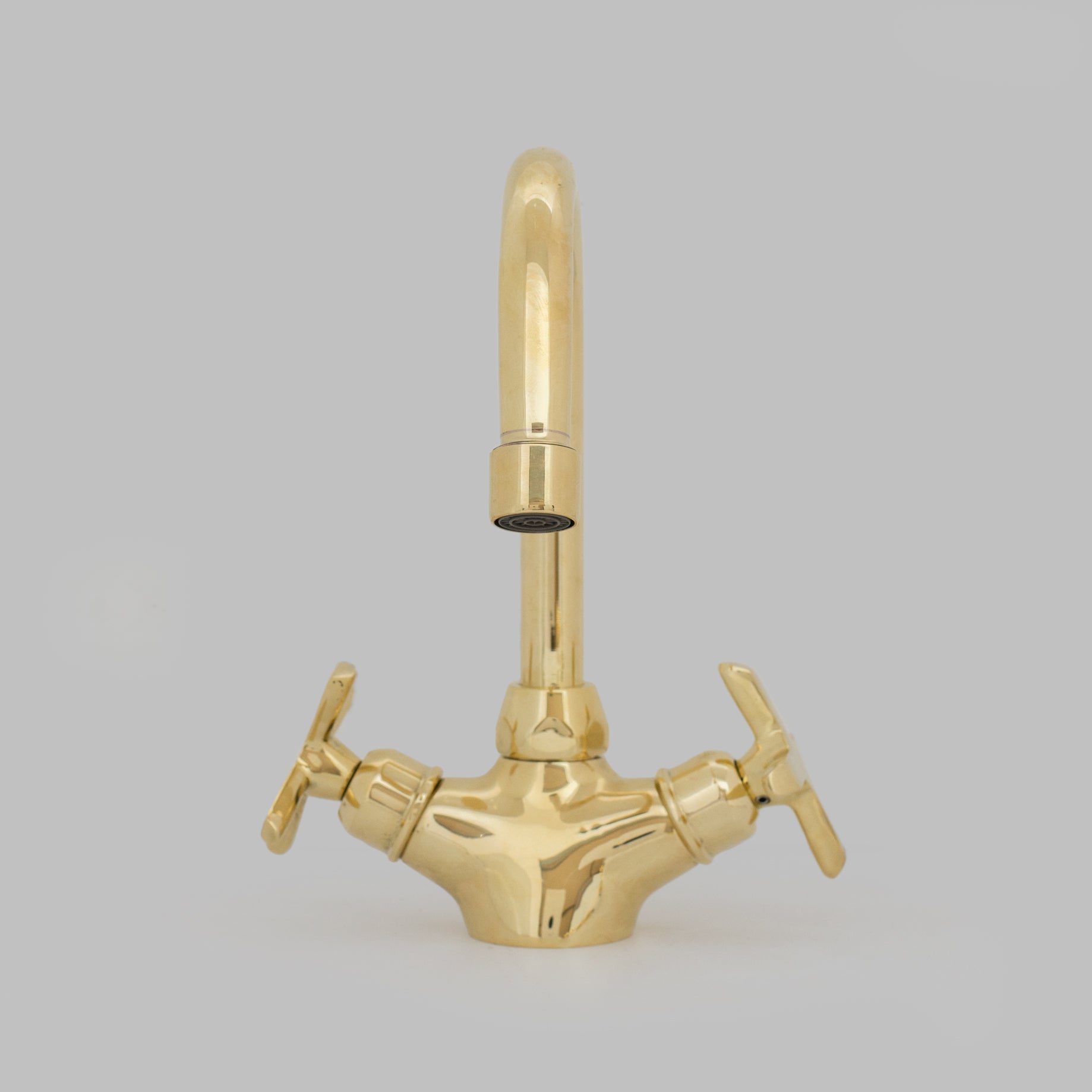 Unlacquered Brass Bathroom Bidet Faucet, Single Hole Bidet Tap, Deck-Mounted Bidet Mixer Tap, Cross Handle Bidet alternate view 4