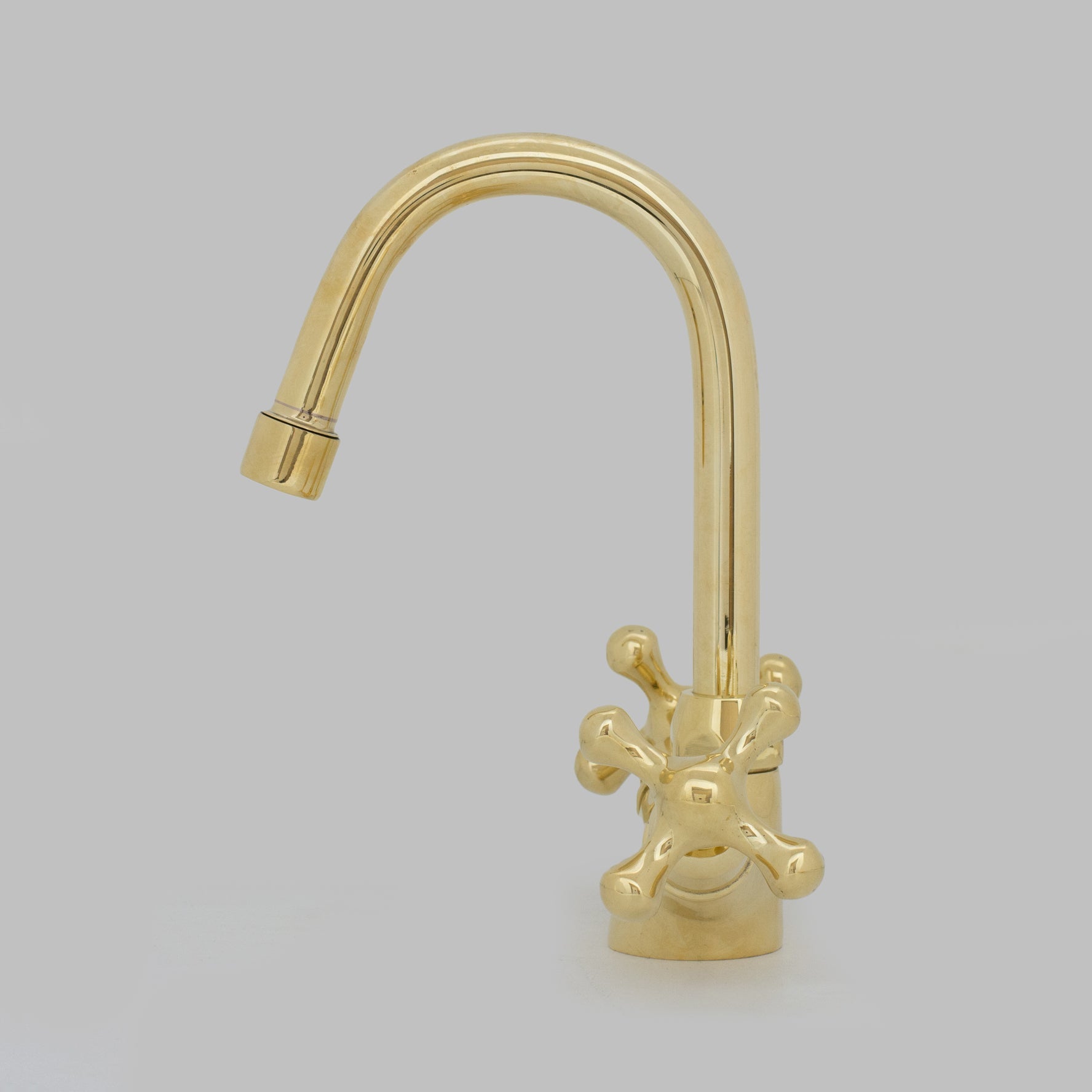 Unlacquered Brass Bathroom Bidet Faucet, Single Hole Bidet Tap, Deck-Mounted Bidet Mixer Tap, Cross Handle Bidet alternate view 3