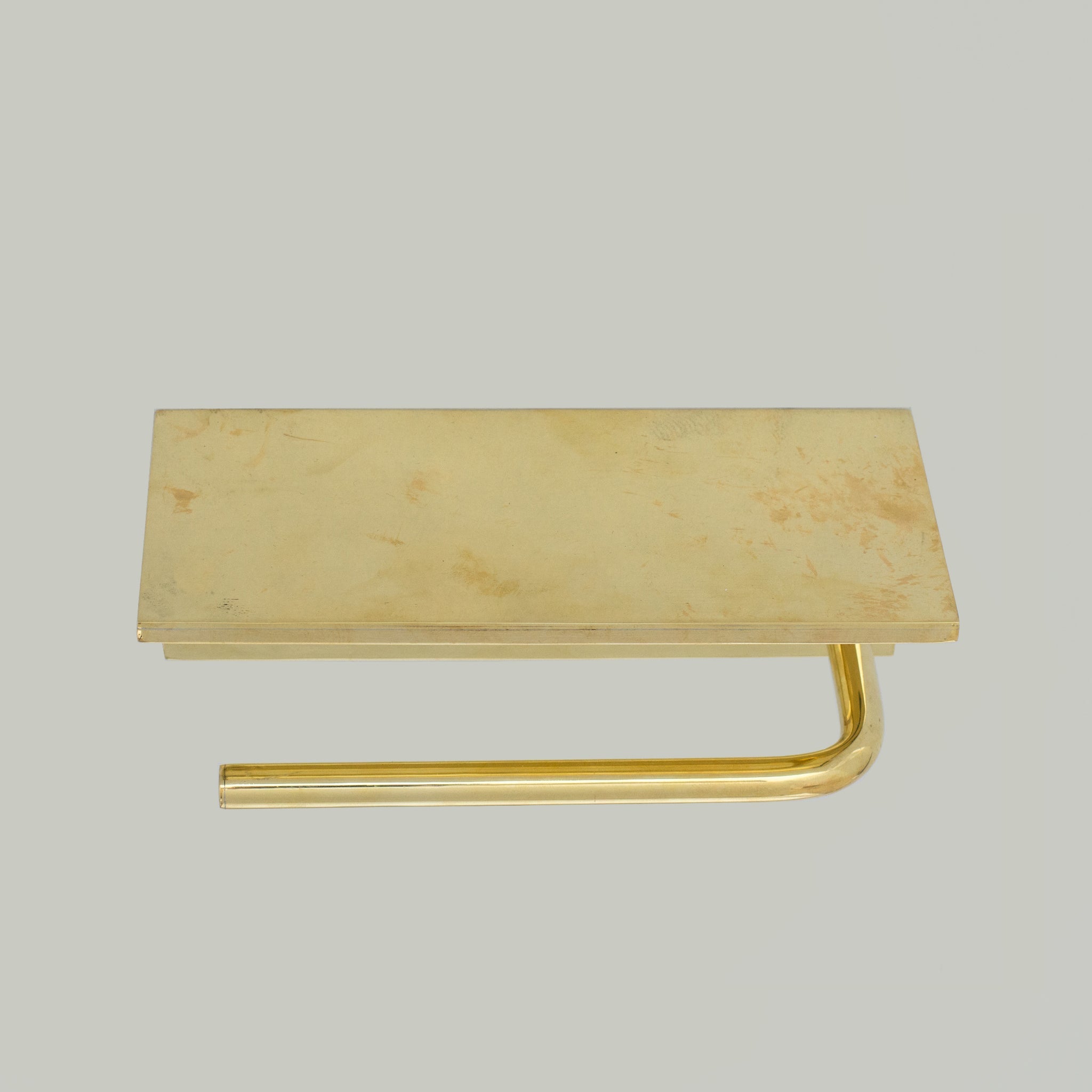 Unlacquered Brass Bathroom Floating Shelf With Hook, Wall Mount Shelf With Toilet Paper Holder alternate view 5