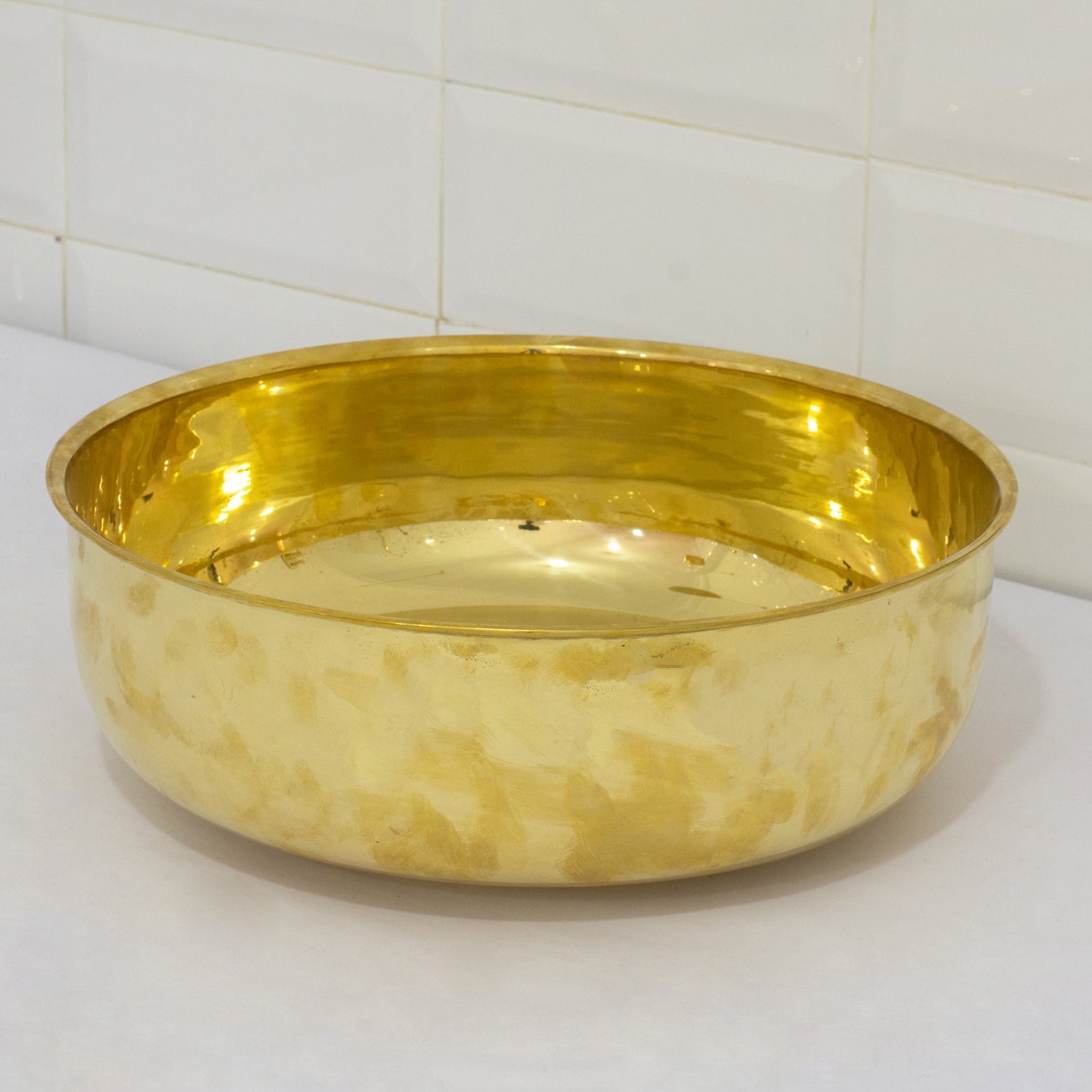 Unlacquered Brass Bathroom Round Vessel Sink | Countertop Basin alternate view 2