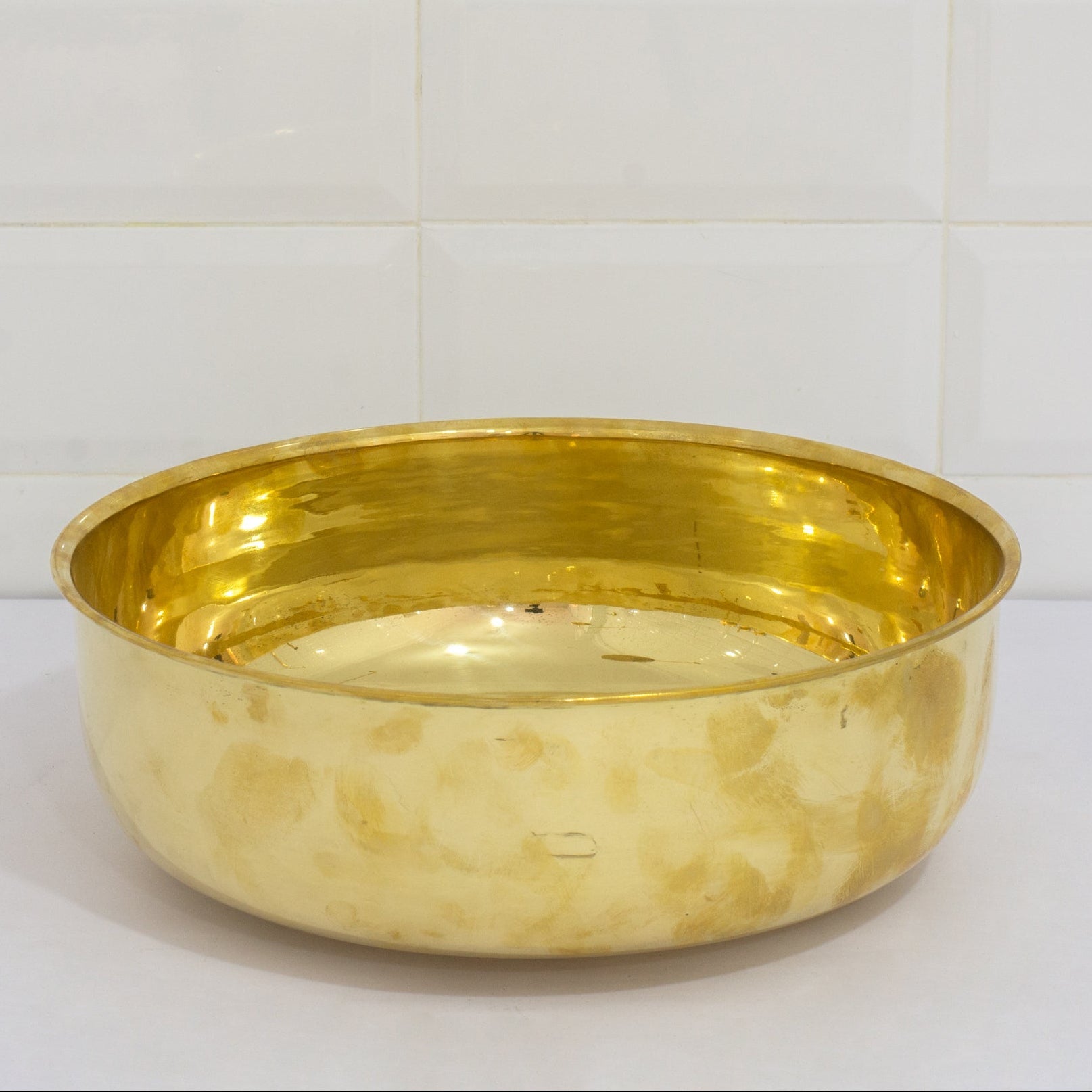 Unlacquered Brass Bathroom Round Vessel Sink | Countertop Basin alternate view 3
