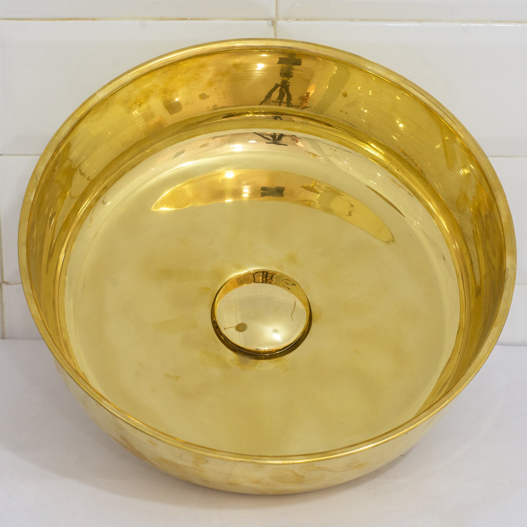 Unlacquered Brass Bathroom Round Vessel Sink | Countertop Basin alternate view 6