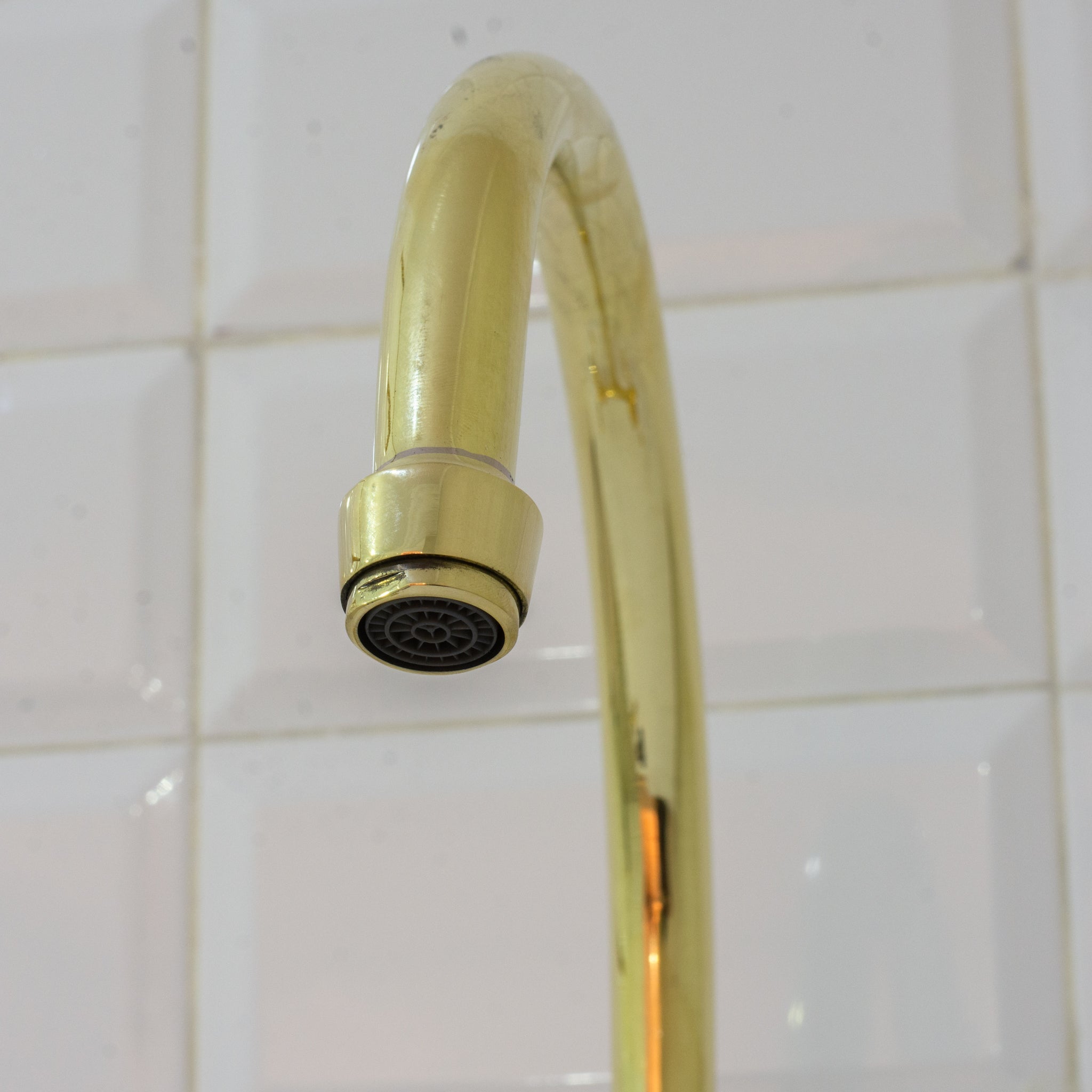 Unlacquered Brass Bridge Curved Legs Faucet, Arched Legs Faucet, Bridge Kitchen Faucet, 2-Hole Kitchen Faucet, Farmhouse Faucet alternate view 9