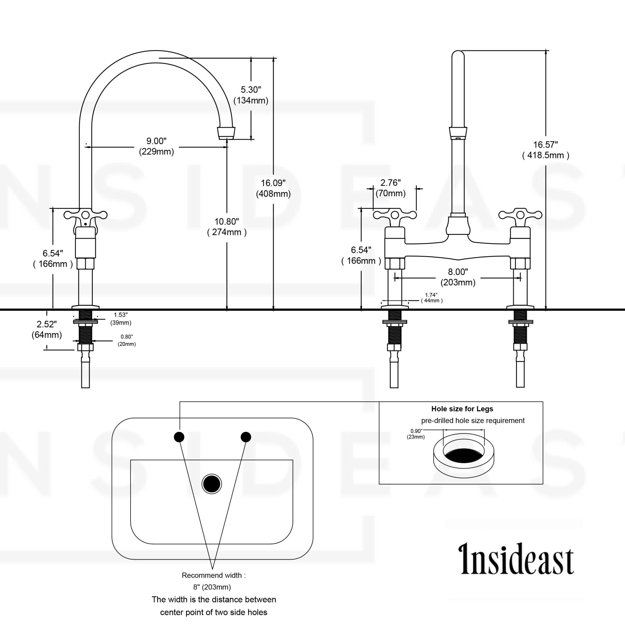 Unlacquered Brass Bridge Faucet 8" Widespread Kitchen Faucet alternate view 14