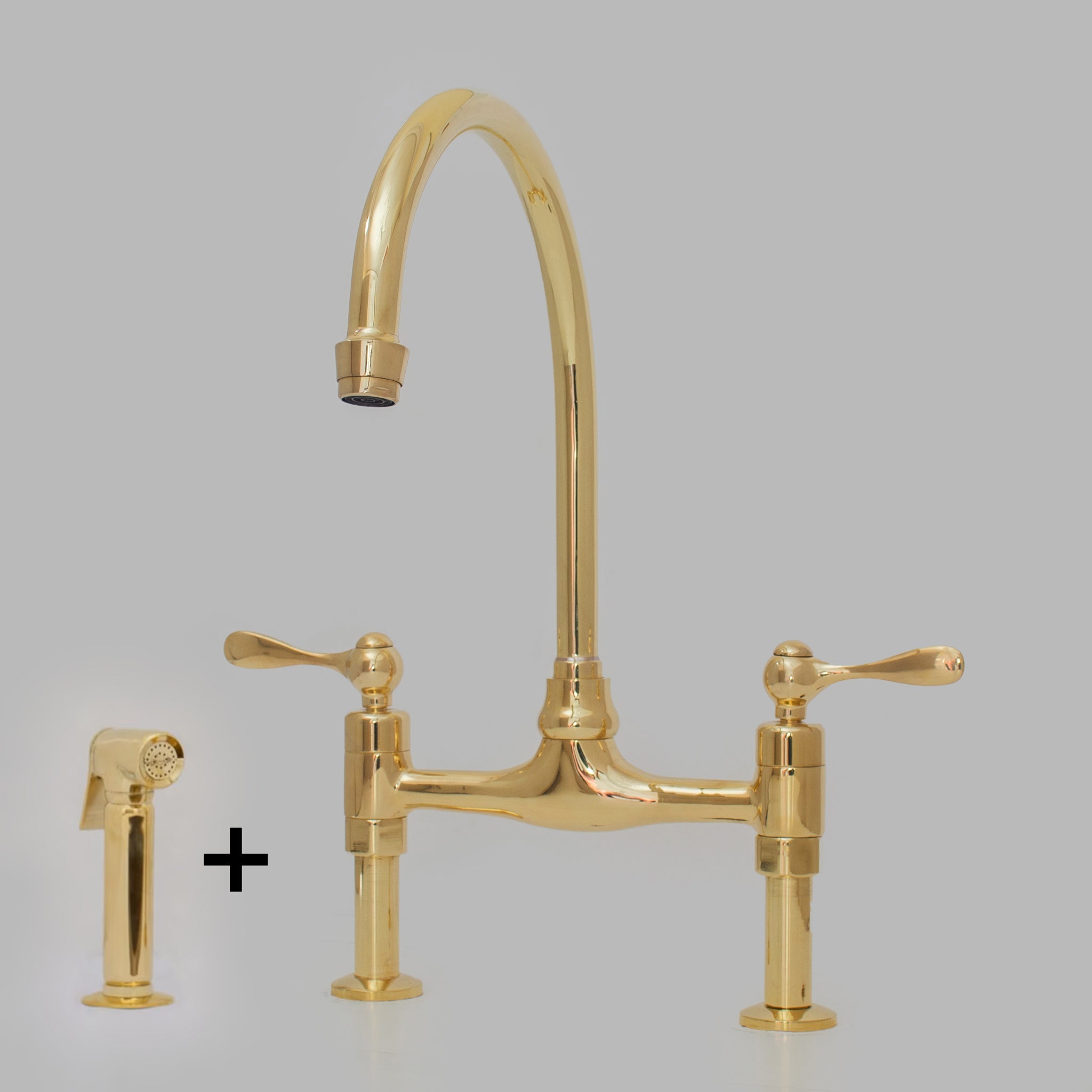 Unlacquered Brass Bridge Faucet 8" Widespread Kitchen Faucet alternate view 15
