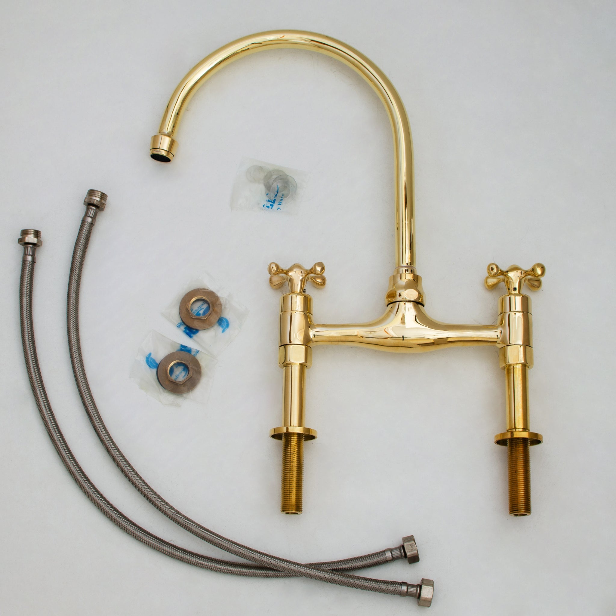 Unlacquered Brass Bridge Faucet 8" Widespread Kitchen Faucet alternate view 13