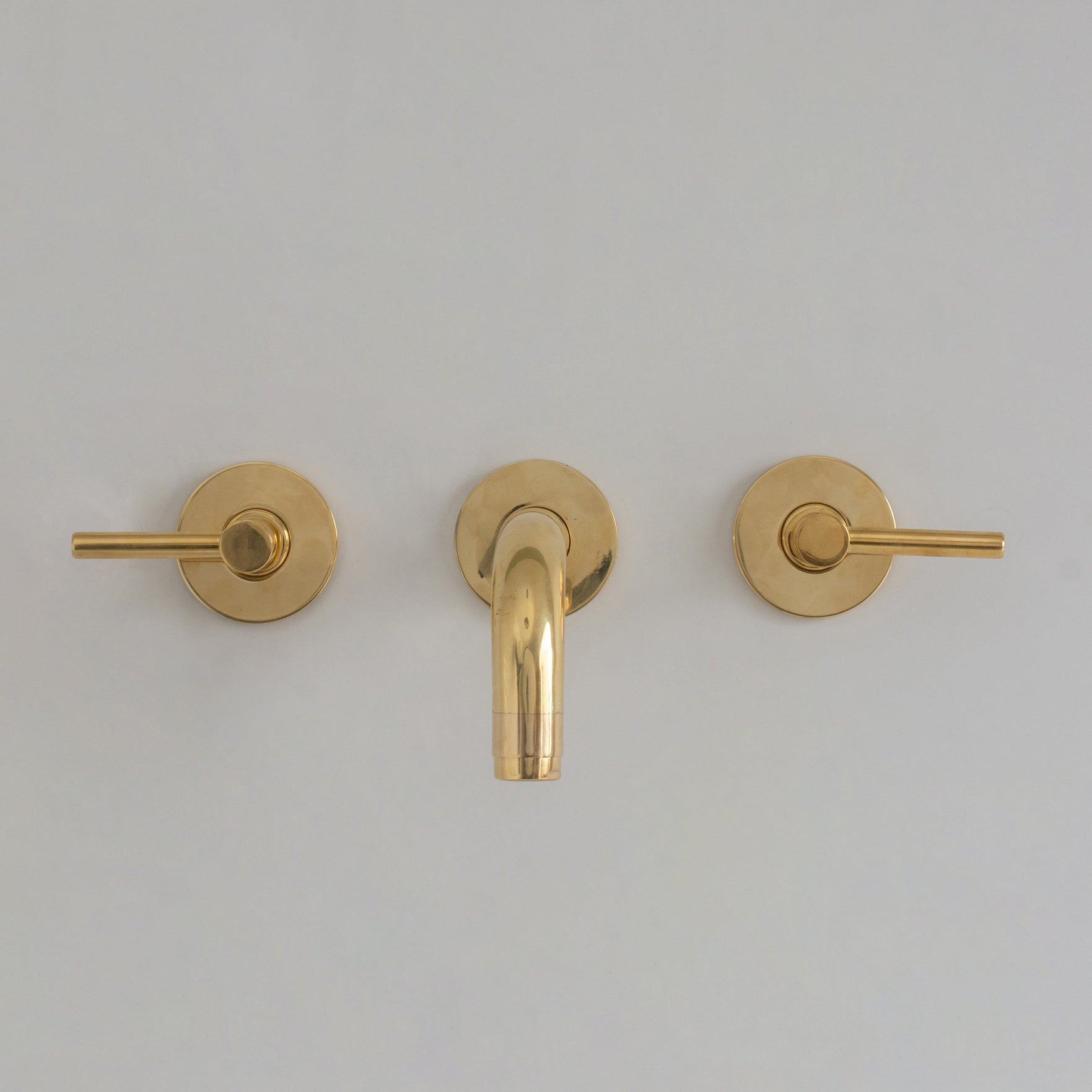 Unlacquered Brass Built-in Faucet, Mini Wall Mount Sink Faucet, 3-hole Basin Mixer Tap With Lever Handles alternate view 3