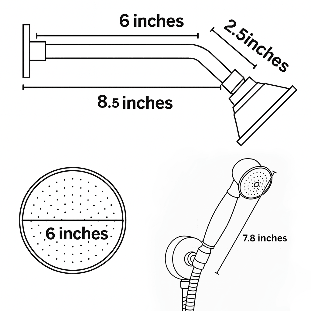Unlacquered Brass Built-In Shower System | Angled Showerhead & Handheld | Concealed 2-Outlet Set alternate view 7