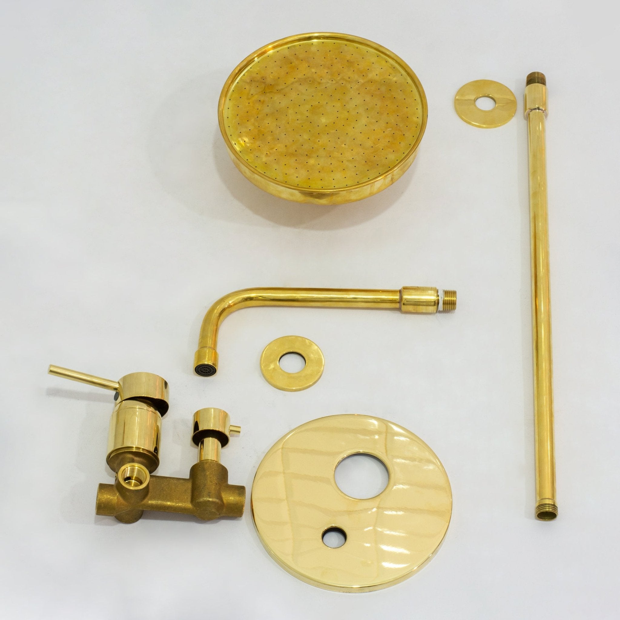 Unlacquered Brass Ceiling Shower System, 2-Outlet Shower, Overhead Shower With Tub Filler, Ceiling Mount Showerhead with Tub Faucet alternate view 12