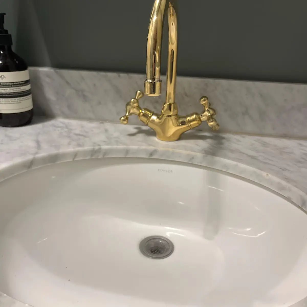 Unlacquered Brass Compact Faucet | Single Hole Bathroom Sink Faucet alternate view 2