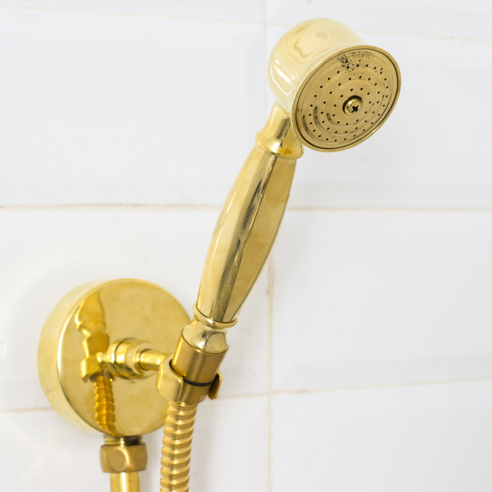 Unlacquered Brass Concealed Shower – Gooseneck Rainfall Arm with Handheld, 2-Outlet Shower System alternate view 3
