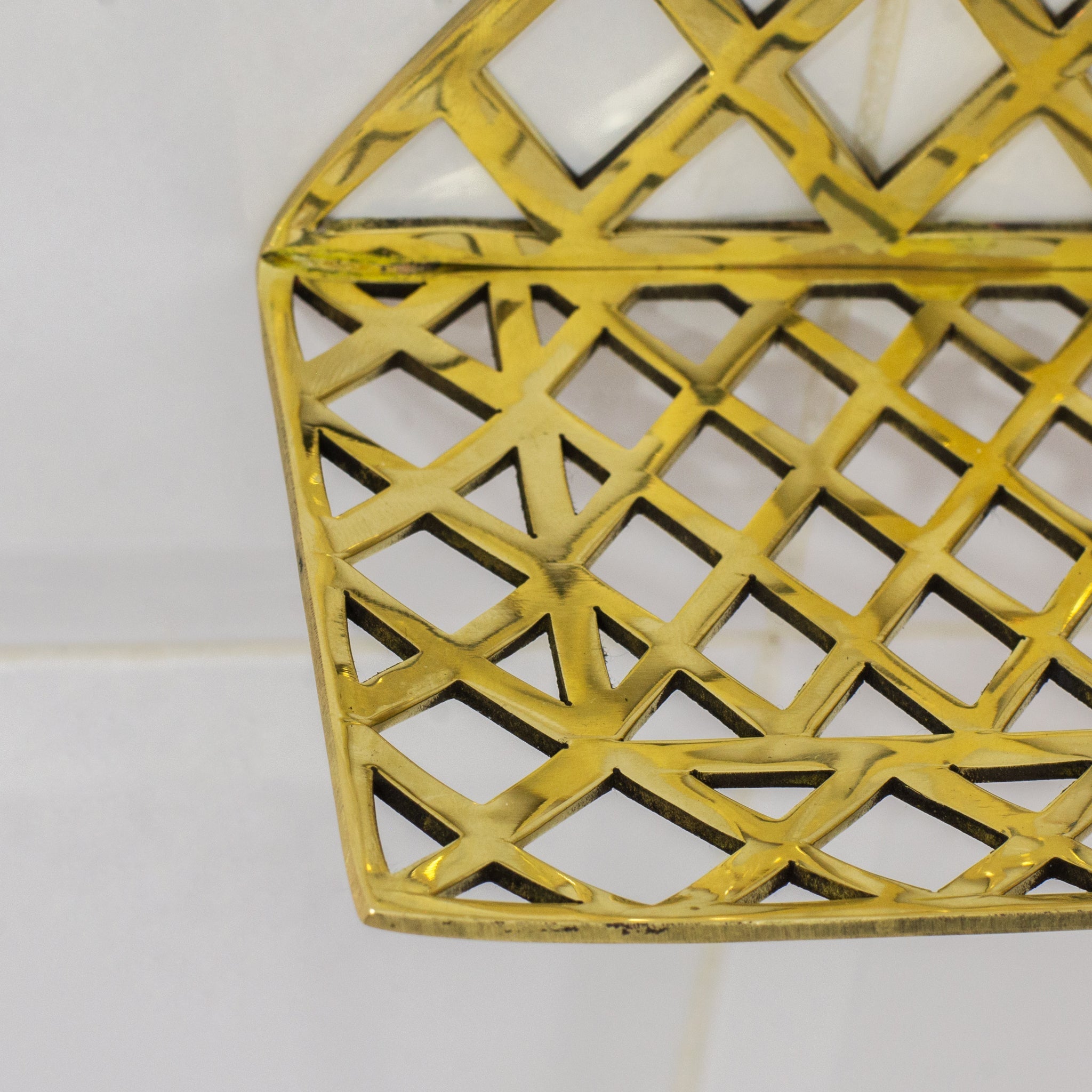 Unlacquered Brass Corner Shower Shelf Grid | Brass Floating Shower Caddy alternate view 6