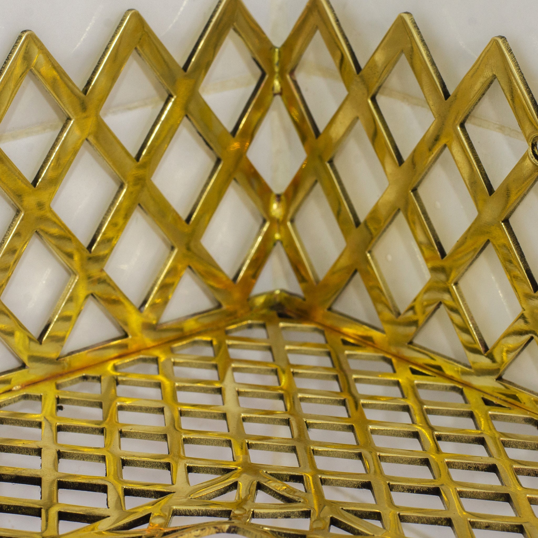 Unlacquered Brass Corner Shower Shelf Grid | Brass Floating Shower Caddy alternate view 8