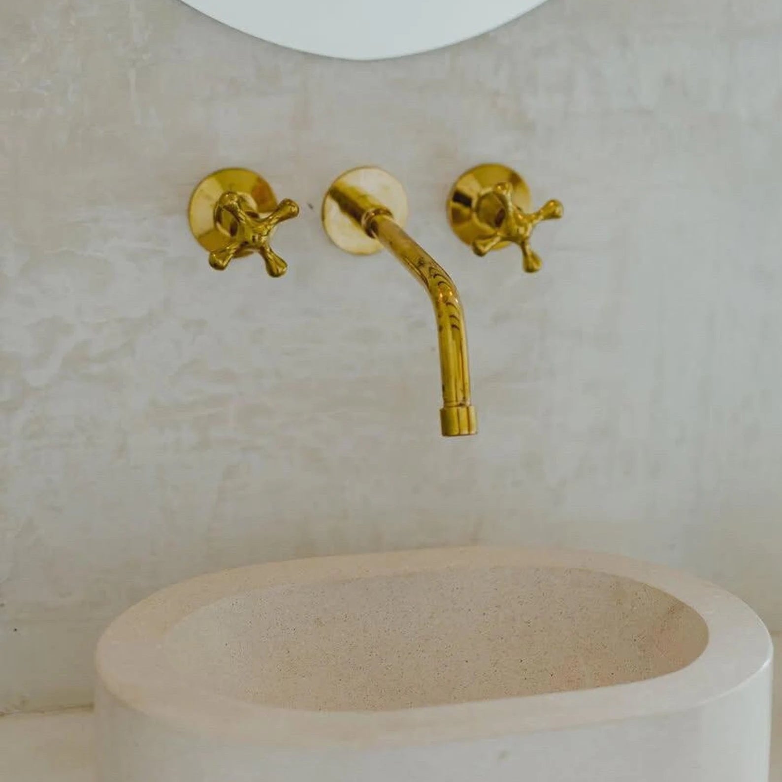 Unlacquered Brass Faucet, Wall Mount Bathroom Sink Faucet