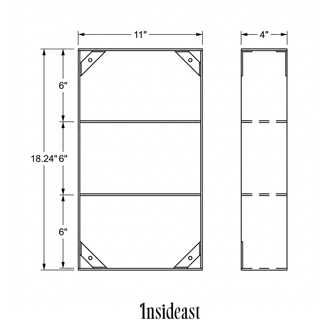 Unlacquered Brass Floating Wall Bookshelf | Brass Bookshelf Storage Cabinet alternate view 9