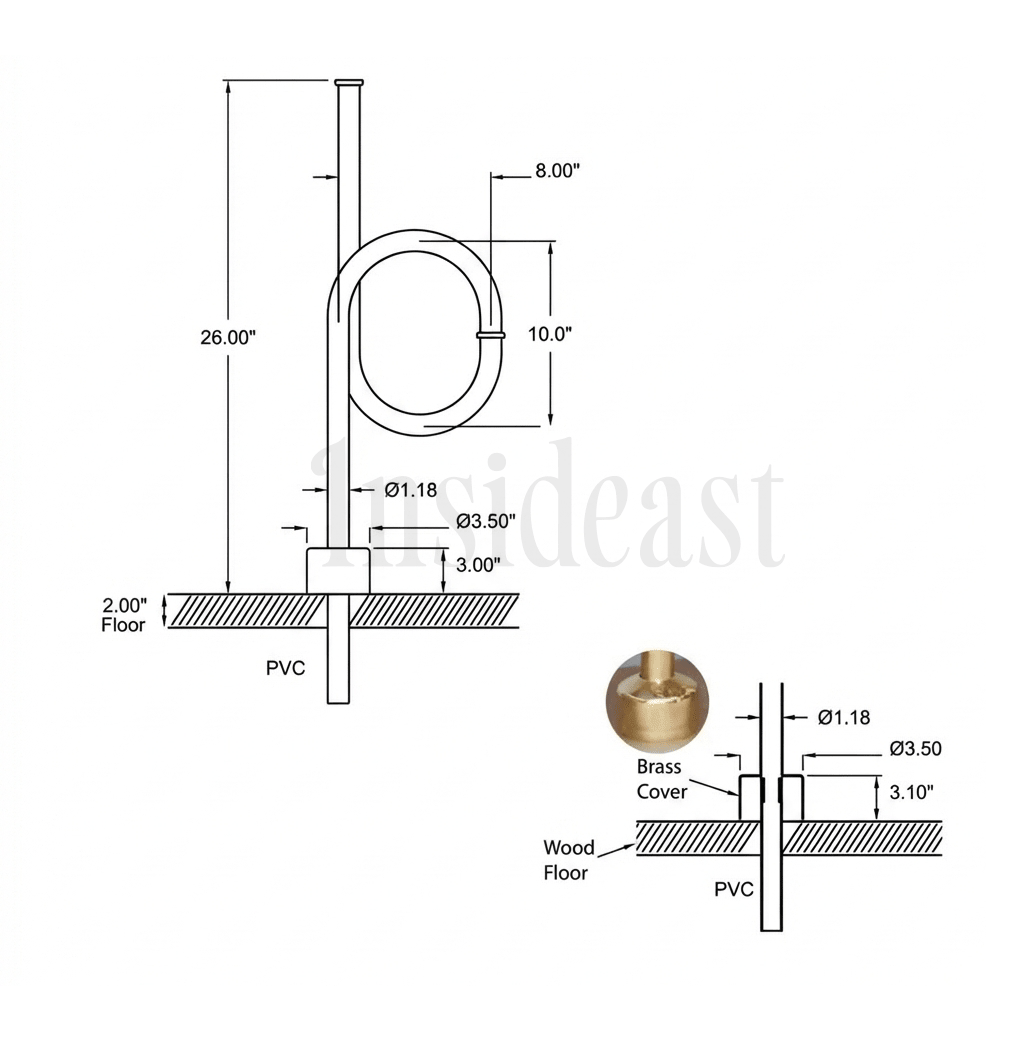 Unlacquered Brass Floor-Mounted S-Trap | Exposed Plumbing Kit alternate view 9