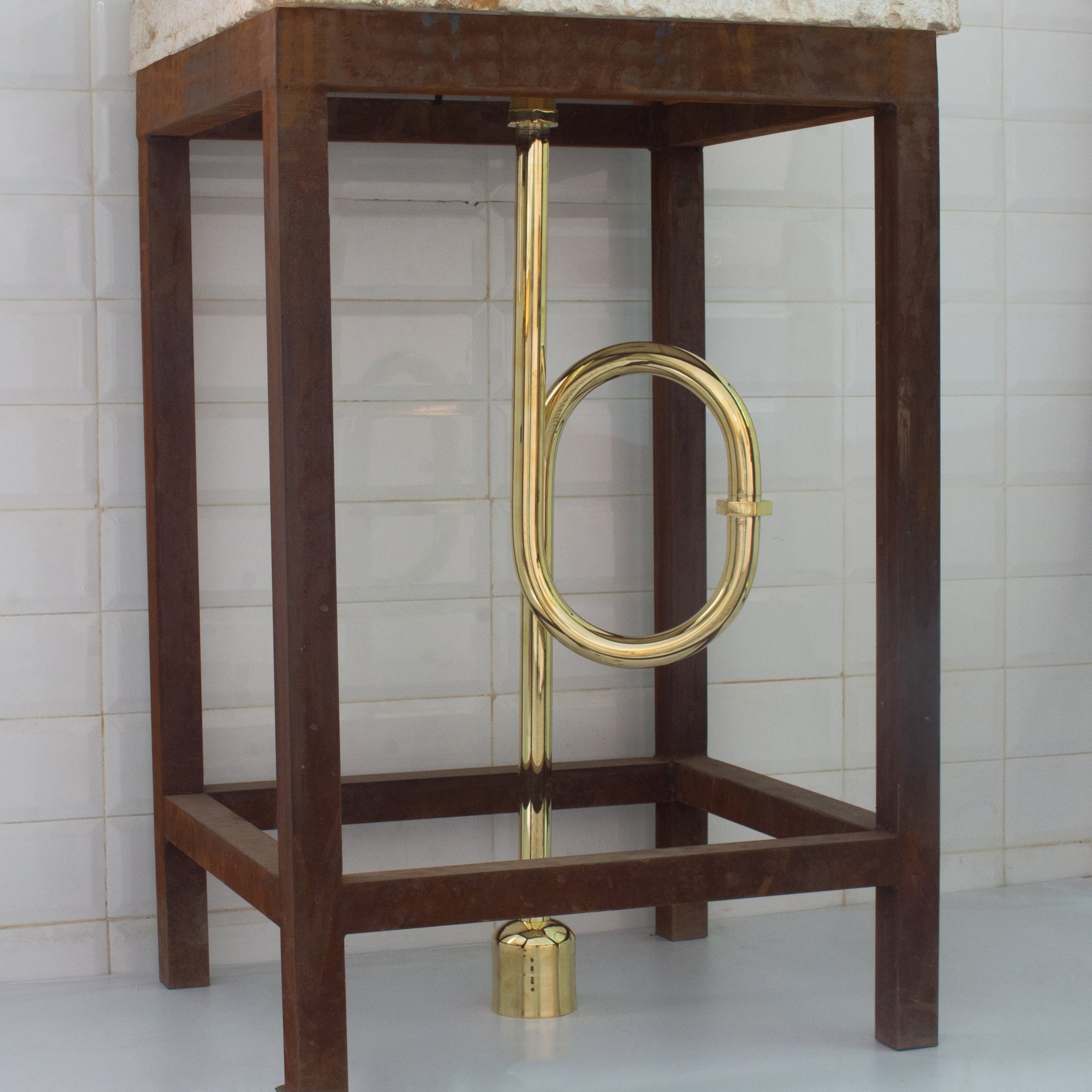 Unlacquered Brass Floor-Mounted S-Trap | Exposed Plumbing Kit