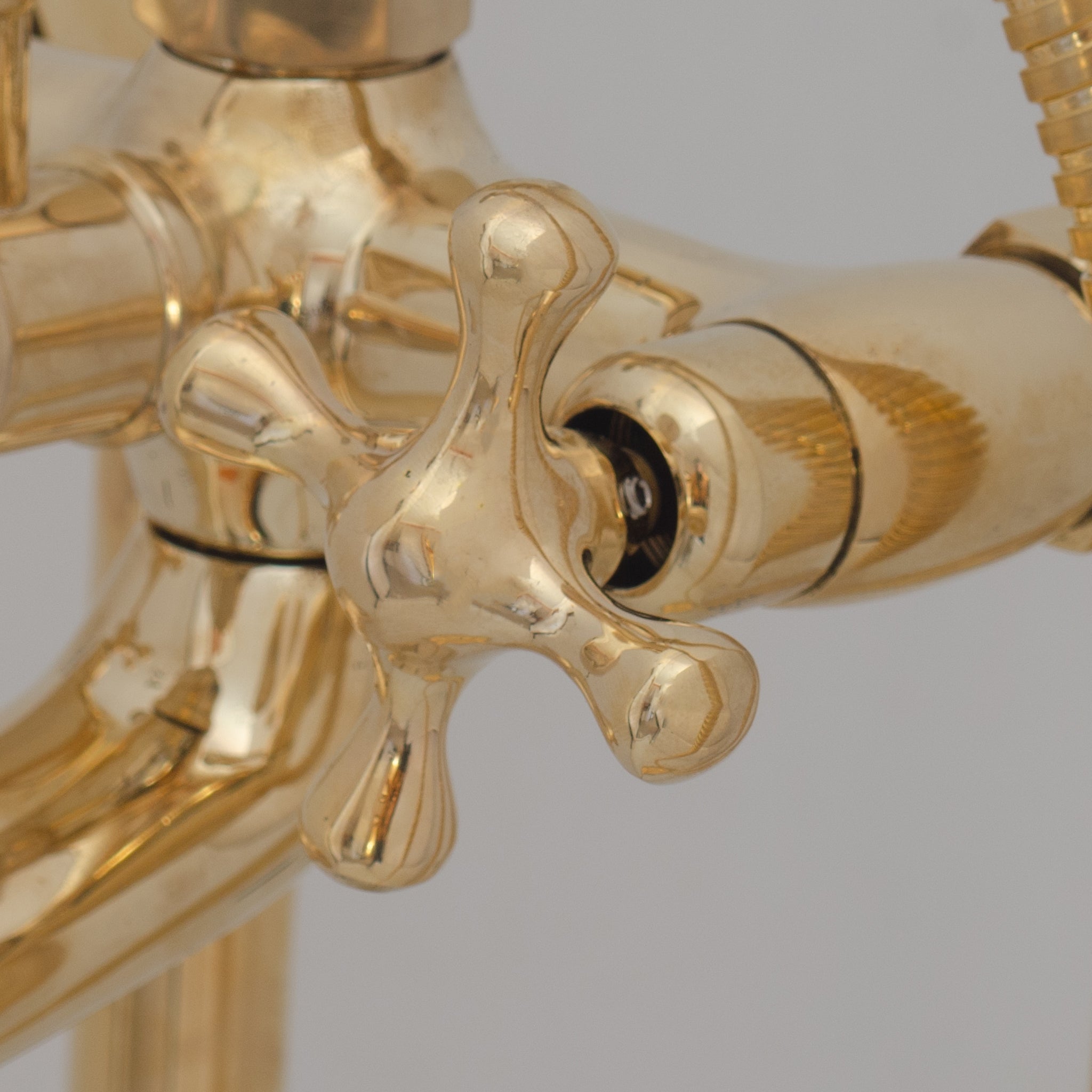 Unlacquered Brass Freestanding Tub Filler, Solid Brass Tub Faucet With Handheld, Floor Mount Bathtub Faucet alternate view 12