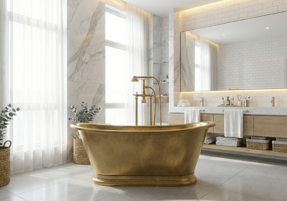 Unlacquered Brass Freestanding Tub Filler, Solid Brass Tub Faucet With Handheld, Floor Mount Bathtub Faucet alternate view 21