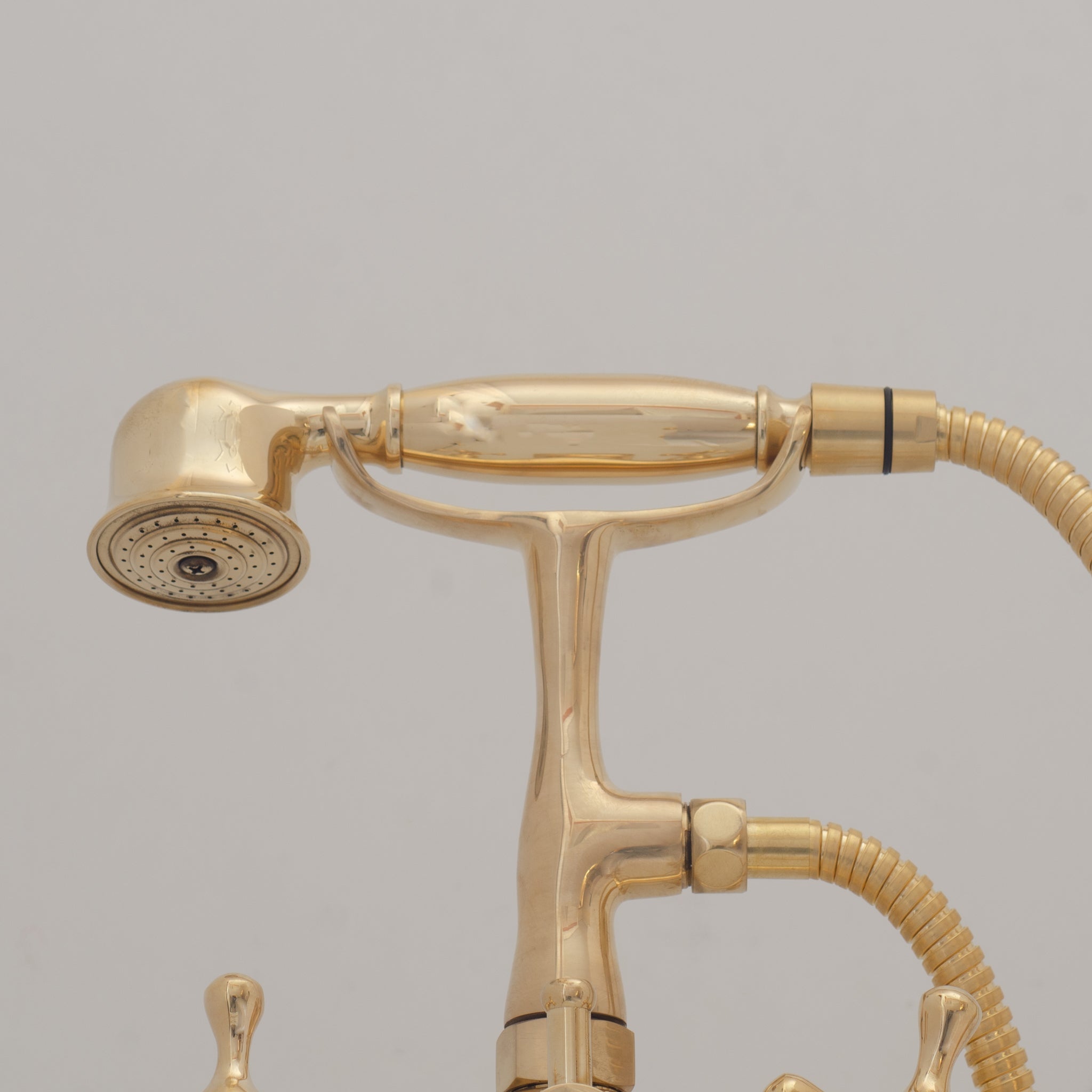 Unlacquered Brass Freestanding Tub Filler, Solid Brass Tub Faucet With Handheld, Floor Mount Bathtub Faucet alternate view 6