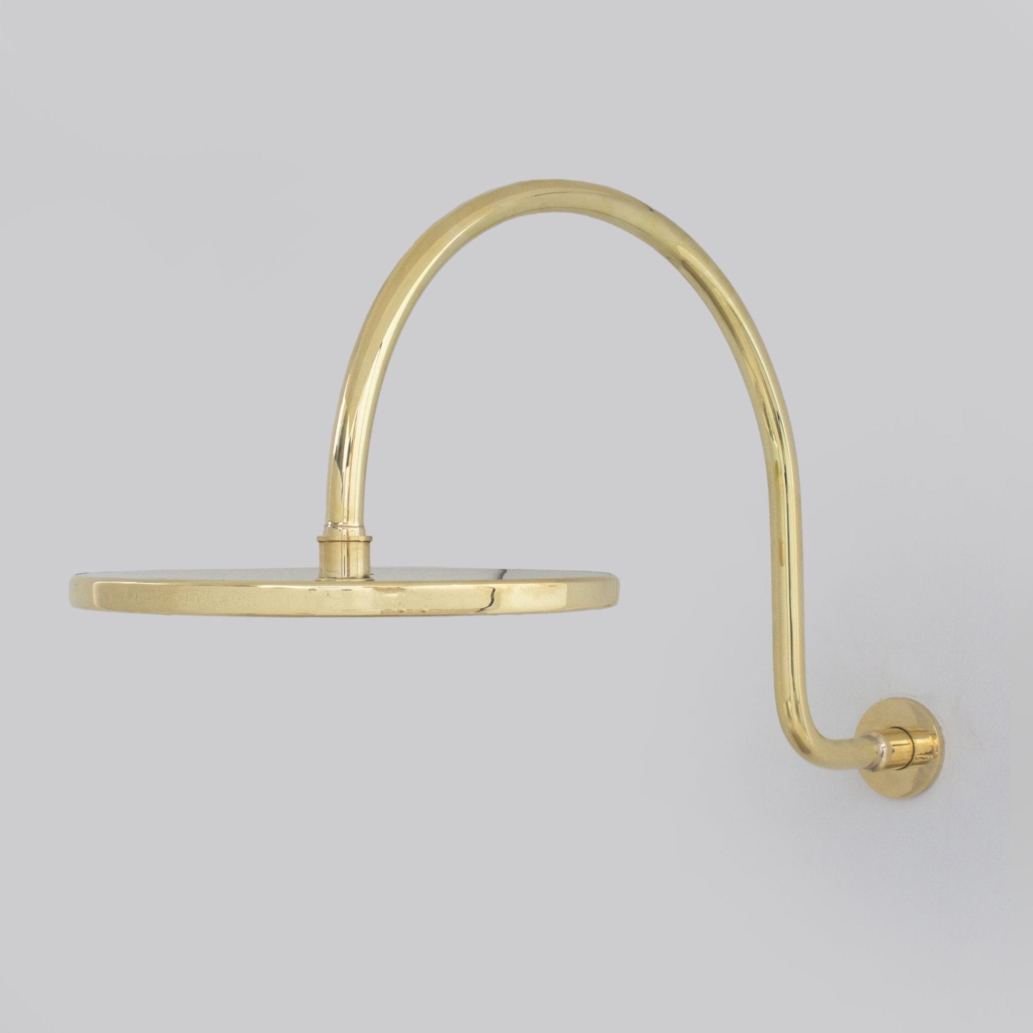 Unlacquered Brass Gooseneck Shower Arm With Rainfall Showerhead, Solid Brass Wall Mounted Shower Arm alternate view 6