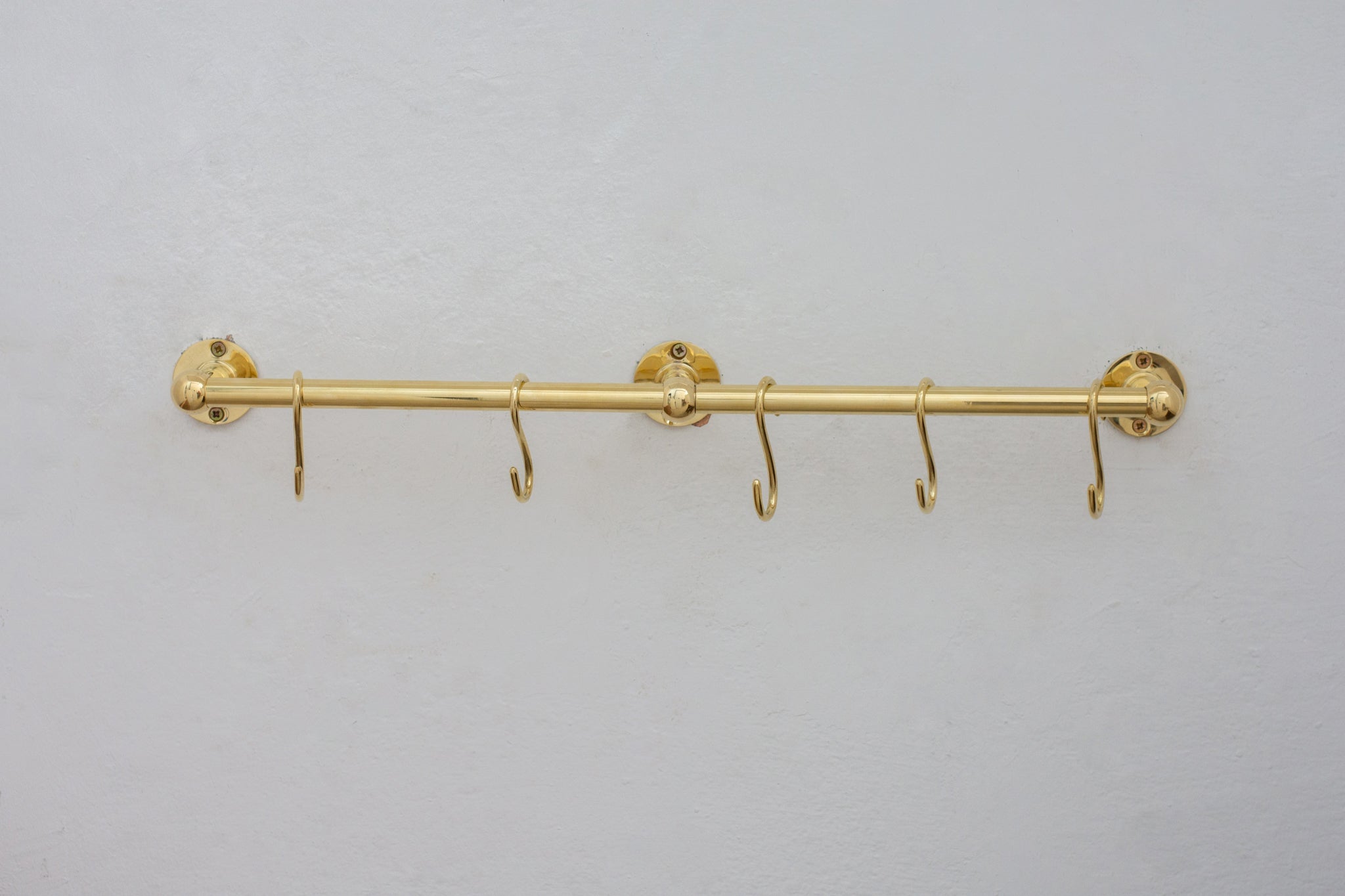 Unlacquered Brass Kitchen Rods, Pot Rail With S Hooks, Pan Rack organizer, Wall Mounted Brass Kitchen Rod with Hooks alternate view 3