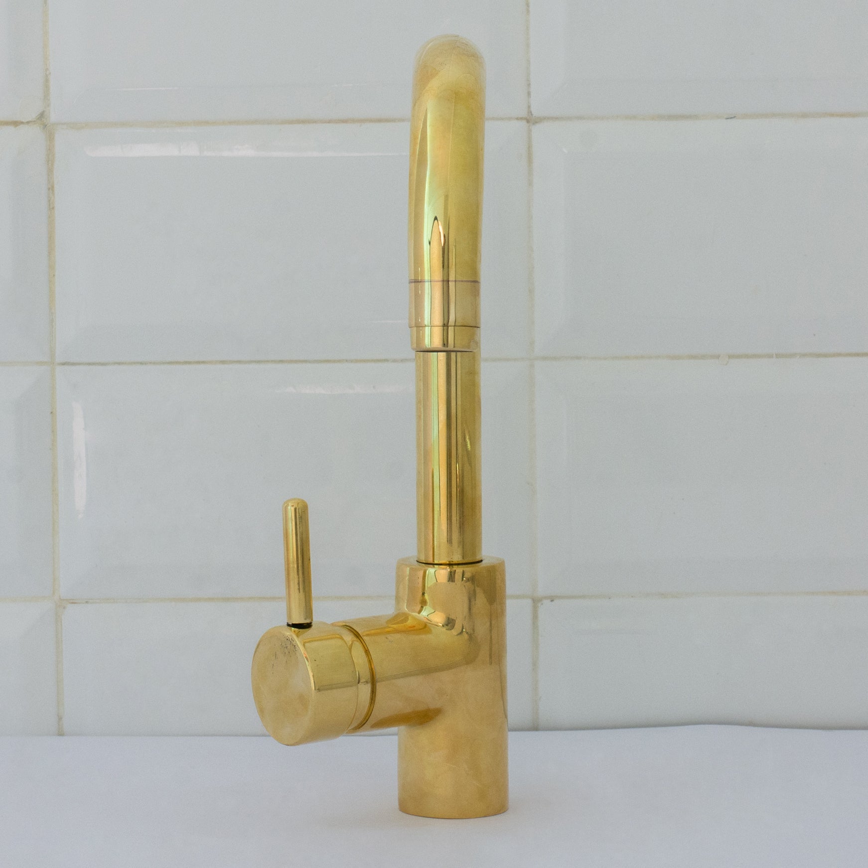 Unlacquered Brass Mixer Faucet, Single Hole Faucet Lever Handle Tap, Compact Faucet For Bathroom, Brass Short Faucet alternate view 6