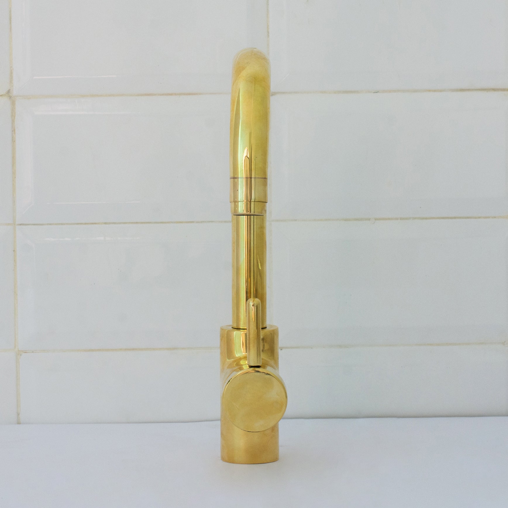 Unlacquered Brass Mixer Faucet, Single Hole Faucet Lever Handle Tap, Compact Faucet For Bathroom, Brass Short Faucet alternate view 7