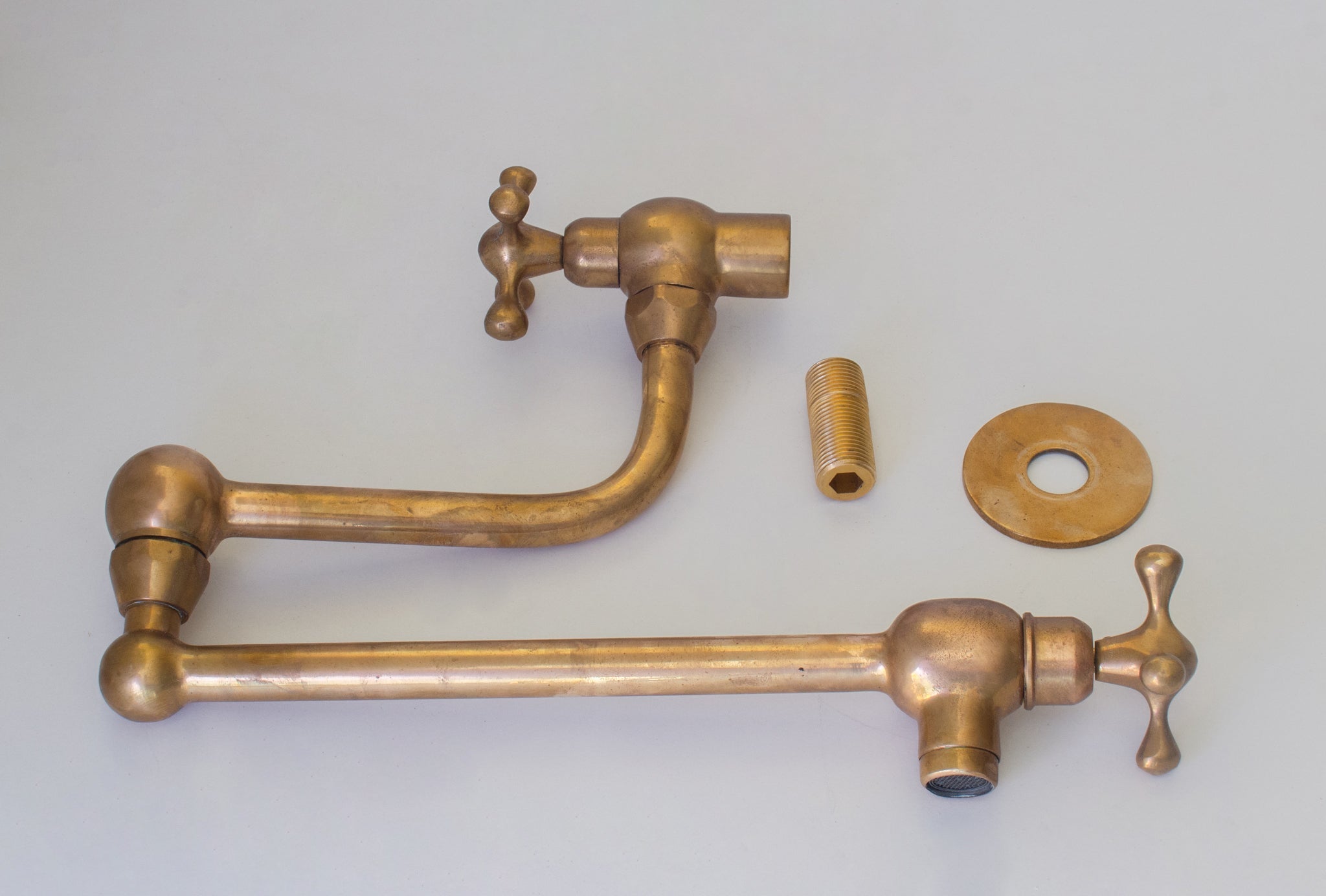 Unlacquered Brass Pot Filler | Aged Brass Stove Faucet alternate view 7