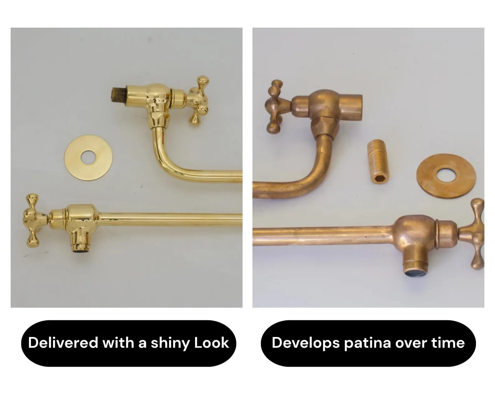 Unlacquered Brass Pot Filler | Aged Brass Stove Faucet alternate view 9