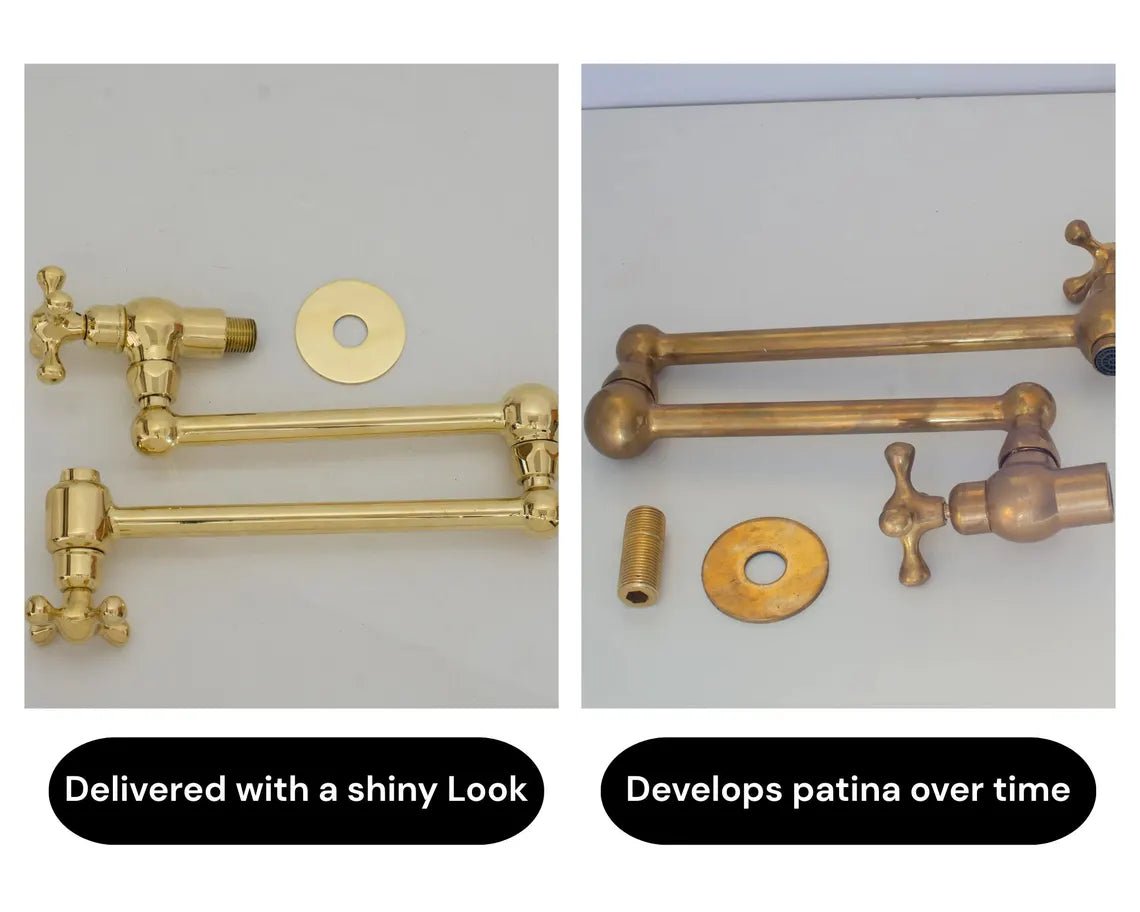 Unlacquered Brass Pot Filler, Kitchen Faucet, Aged Brass Faucet, Stove Faucet alternate view 8