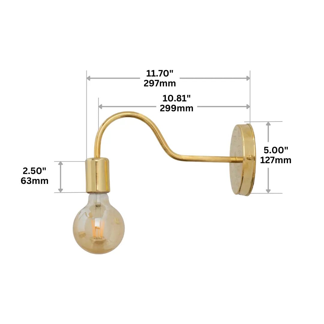 Unlacquered Brass Sconce, Wall Mount Lamp, Sconce Lighting Fixture alternate view 7