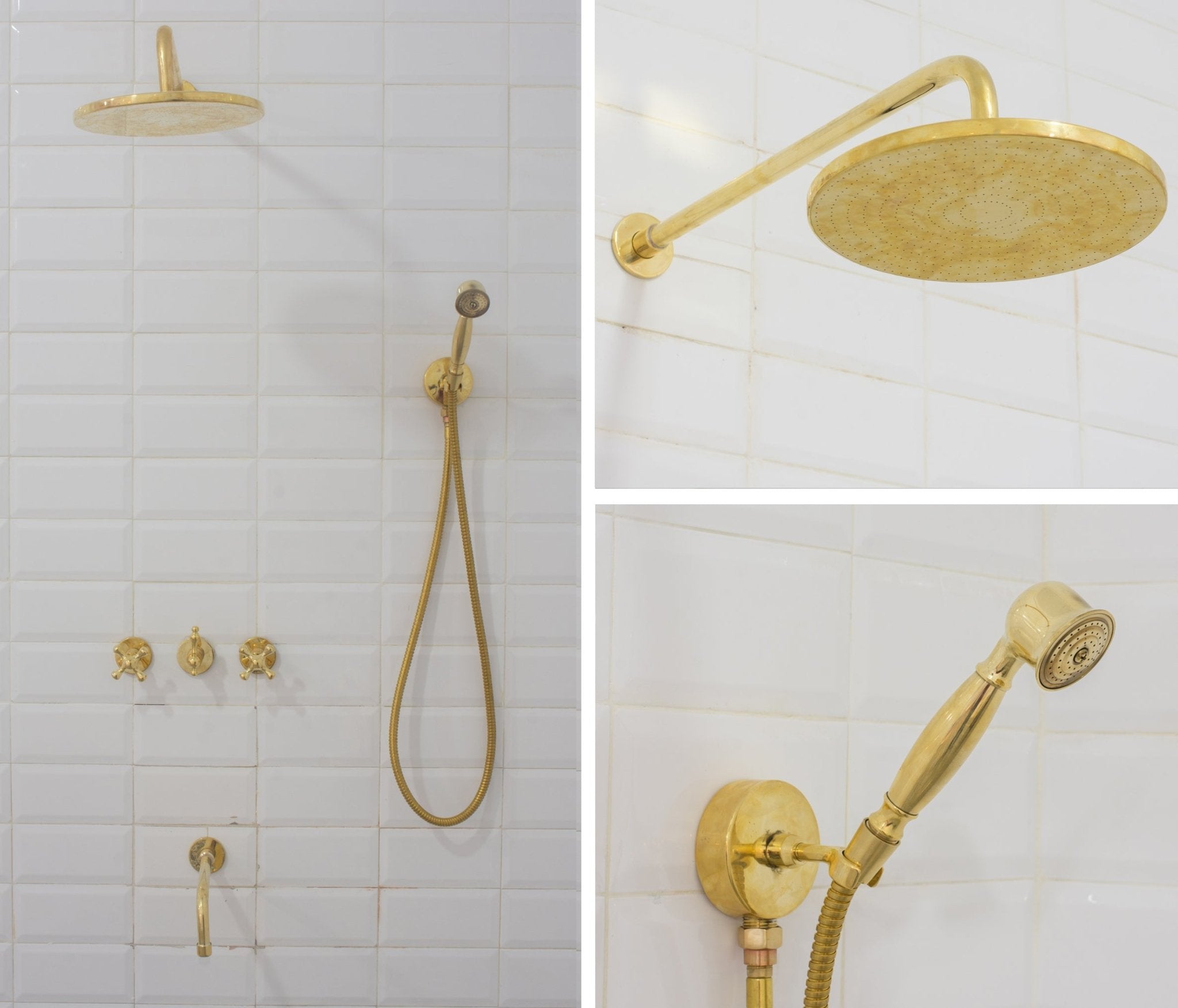Unlacquered Brass Shower | Rain Shower Set | 3 Options alternate view 3