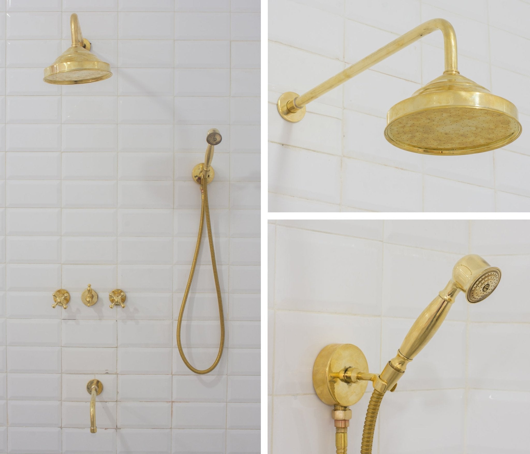 Unlacquered Brass Shower | Rain Shower Set | 3 Options alternate view 2