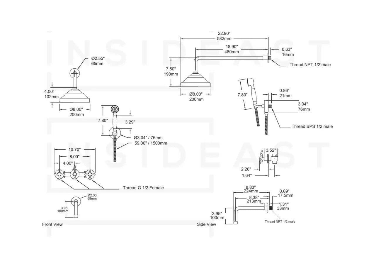 Unlacquered Brass Shower | Rain Shower Set | 3 Options alternate view 14