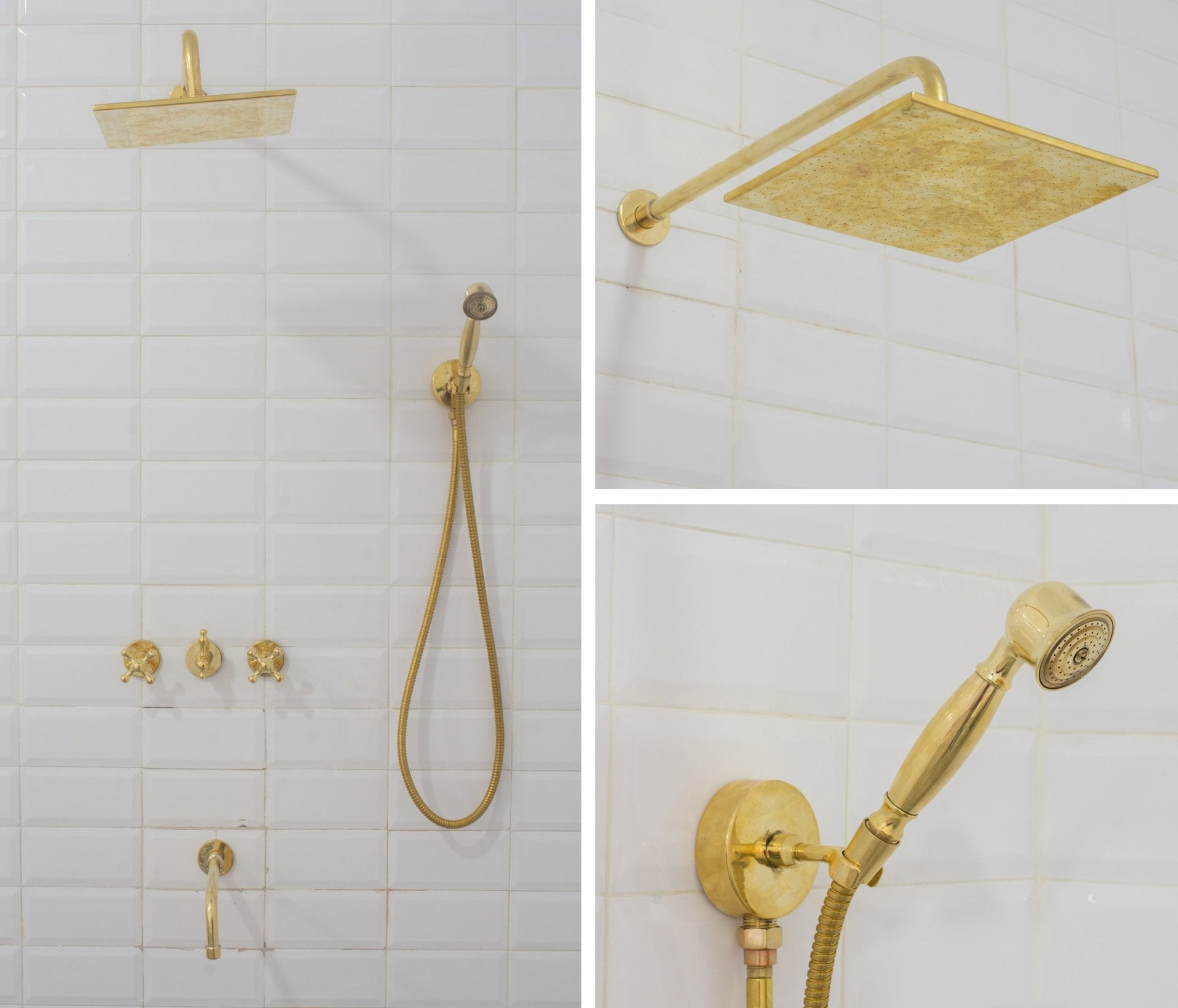 Unlacquered Brass Shower | Rain Shower Set | 3 Options alternate view 4