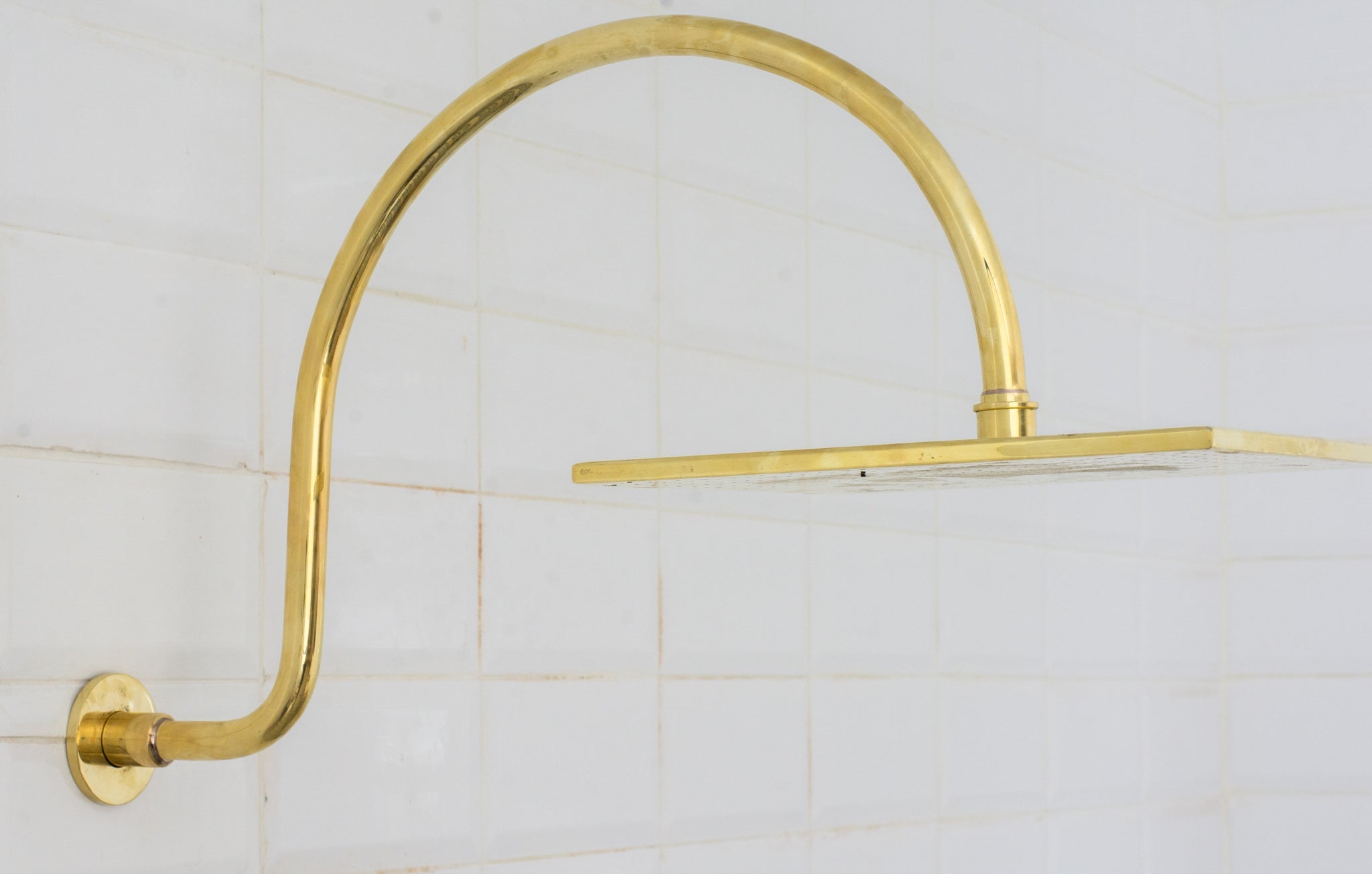 Unlacquered Brass Concealed Shower – Gooseneck Rainfall Arm with Handheld, 2-Outlet Shower System alternate view 13