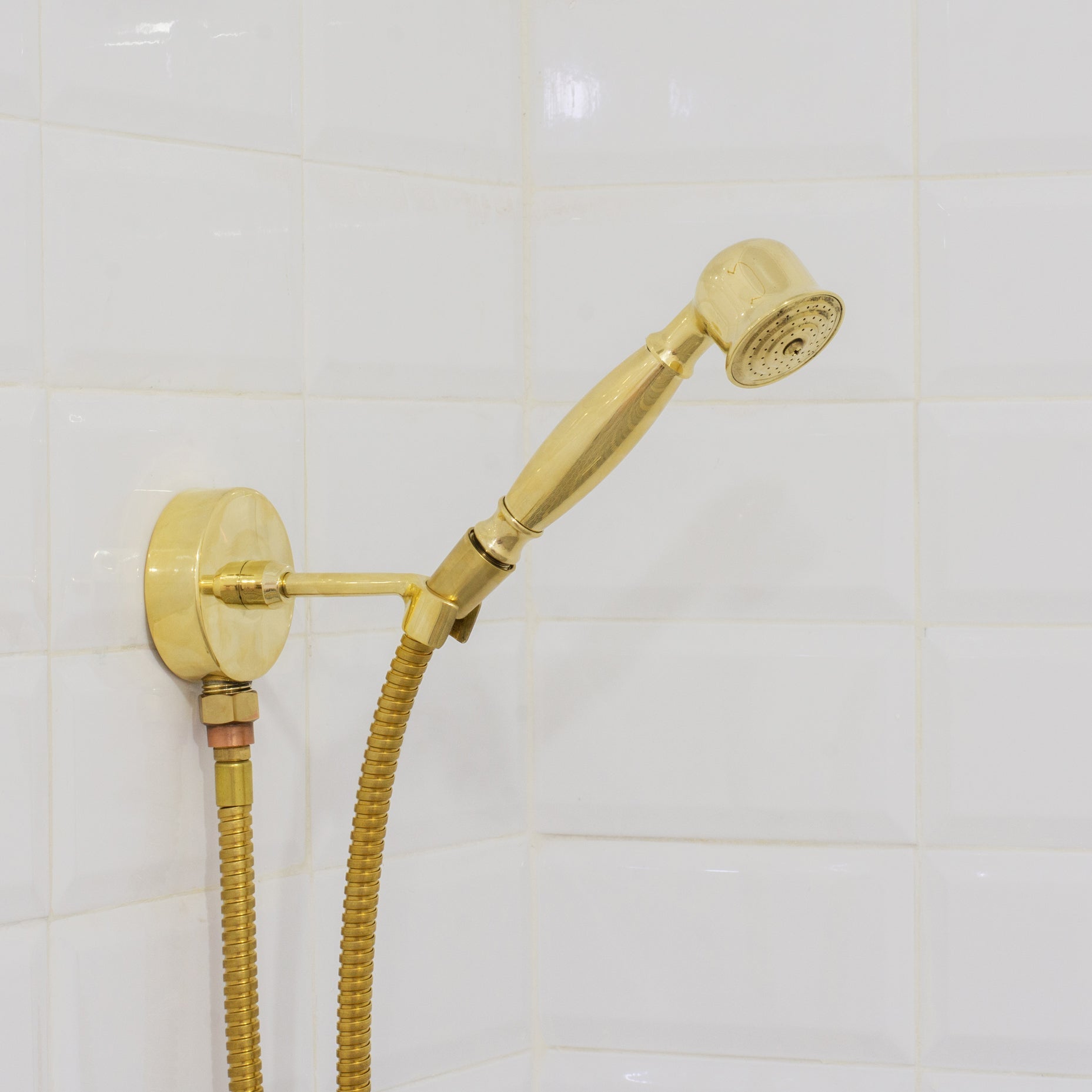 Unlacquered Brass Shower System – Built-In Showerhead with Handheld – Concealed Wall Shower Set alternate view 5