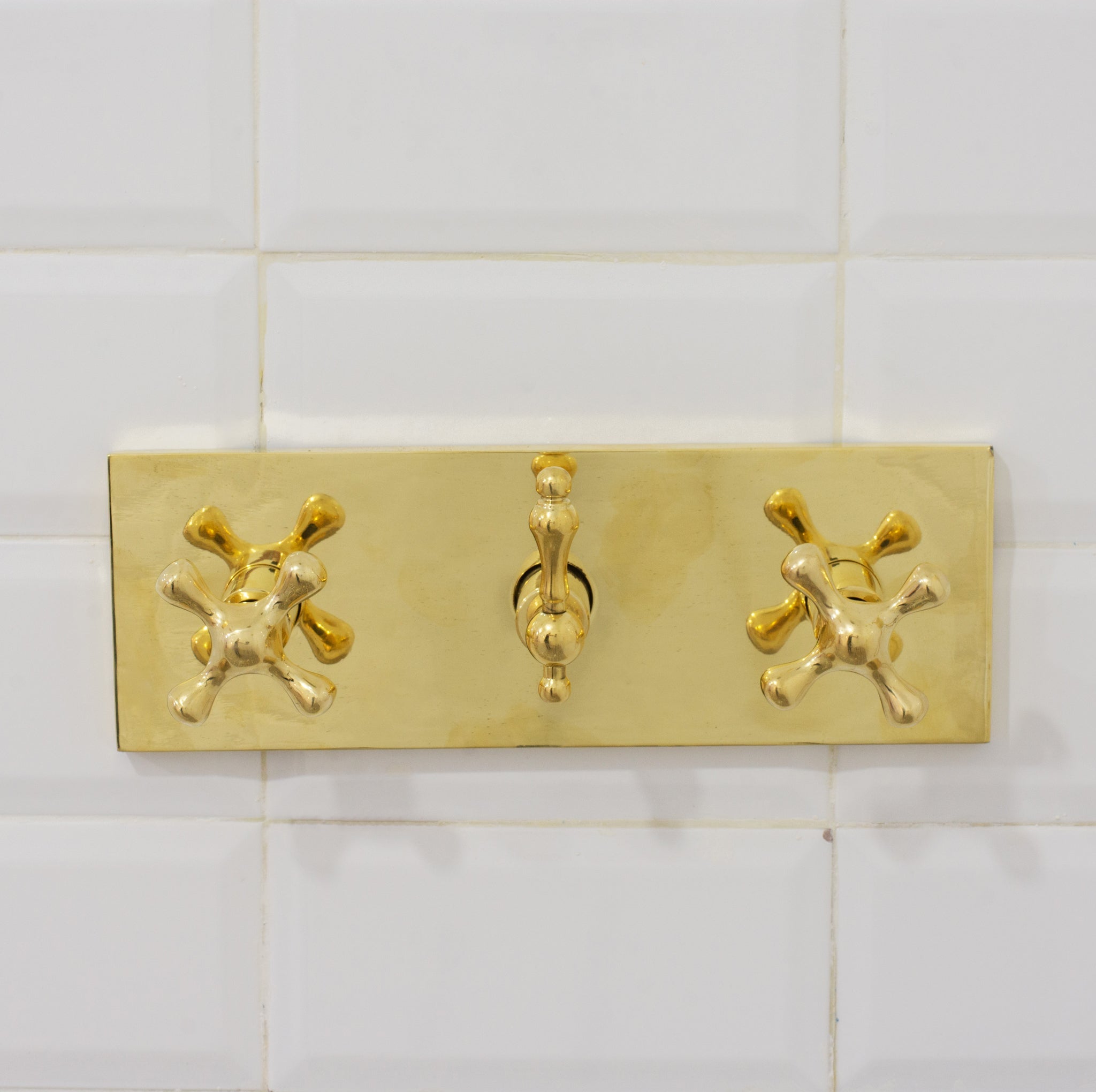 Unlacquered Brass Shower System – Built-In Showerhead with Handheld – Concealed Wall Shower Set alternate view 2