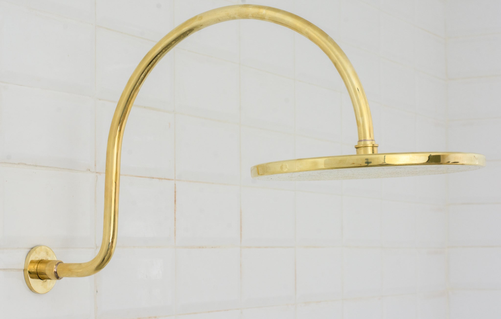 Unlacquered Brass Concealed Shower – Gooseneck Rainfall Arm with Handheld, 2-Outlet Shower System alternate view 14