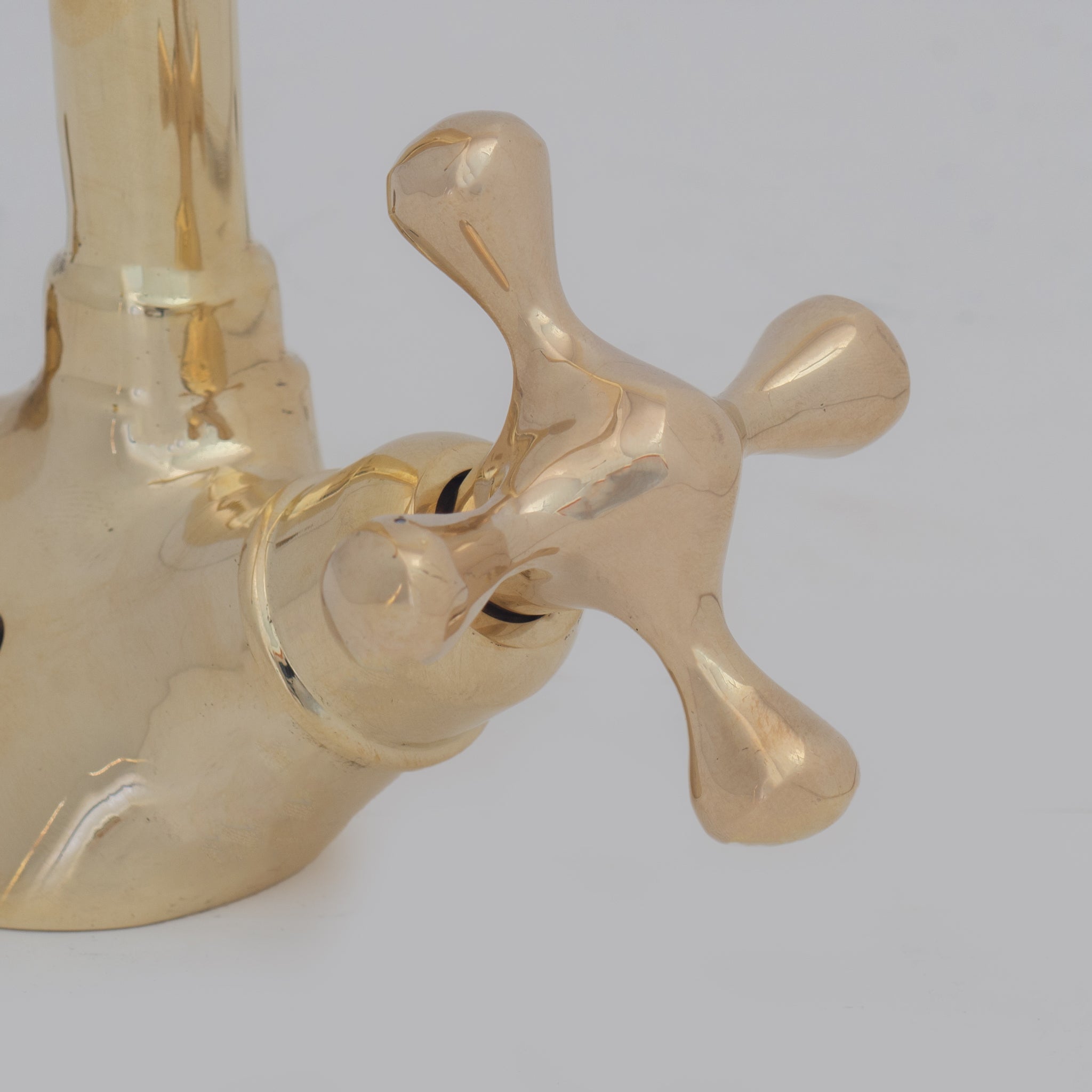 Unlacquered Brass Single-Hole Bathroom Faucet | Traditional Cross Handles alternate view 7