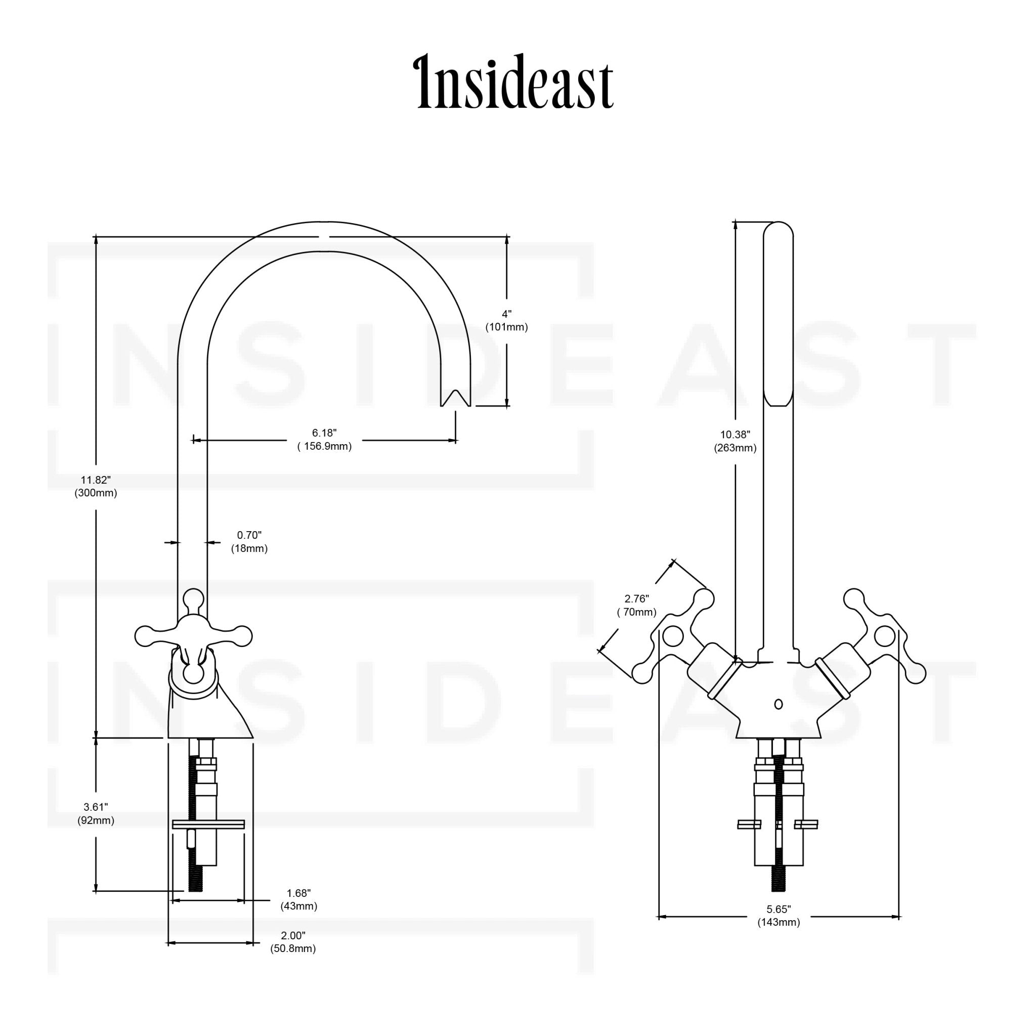 Unlacquered Brass Single-Hole Bathroom Faucet | Traditional Cross Handles alternate view 9